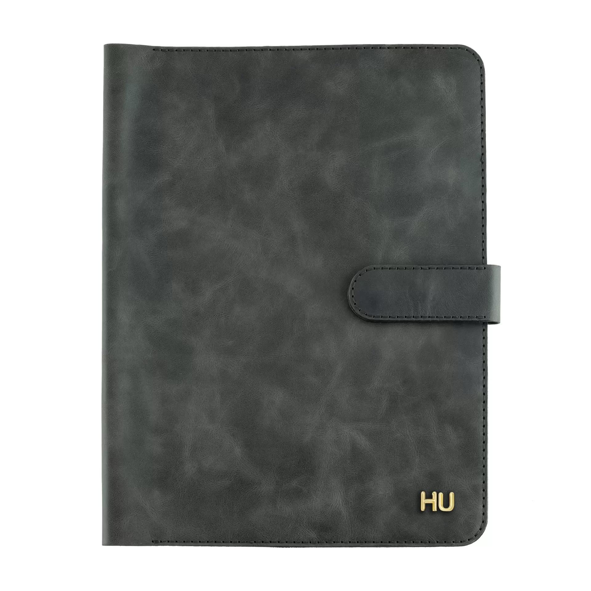 İsme Özel Çıtçıtlı Fonksiyonlu iPad Organizer - %100 Rainbow Deri - ET01002 - Antrasit