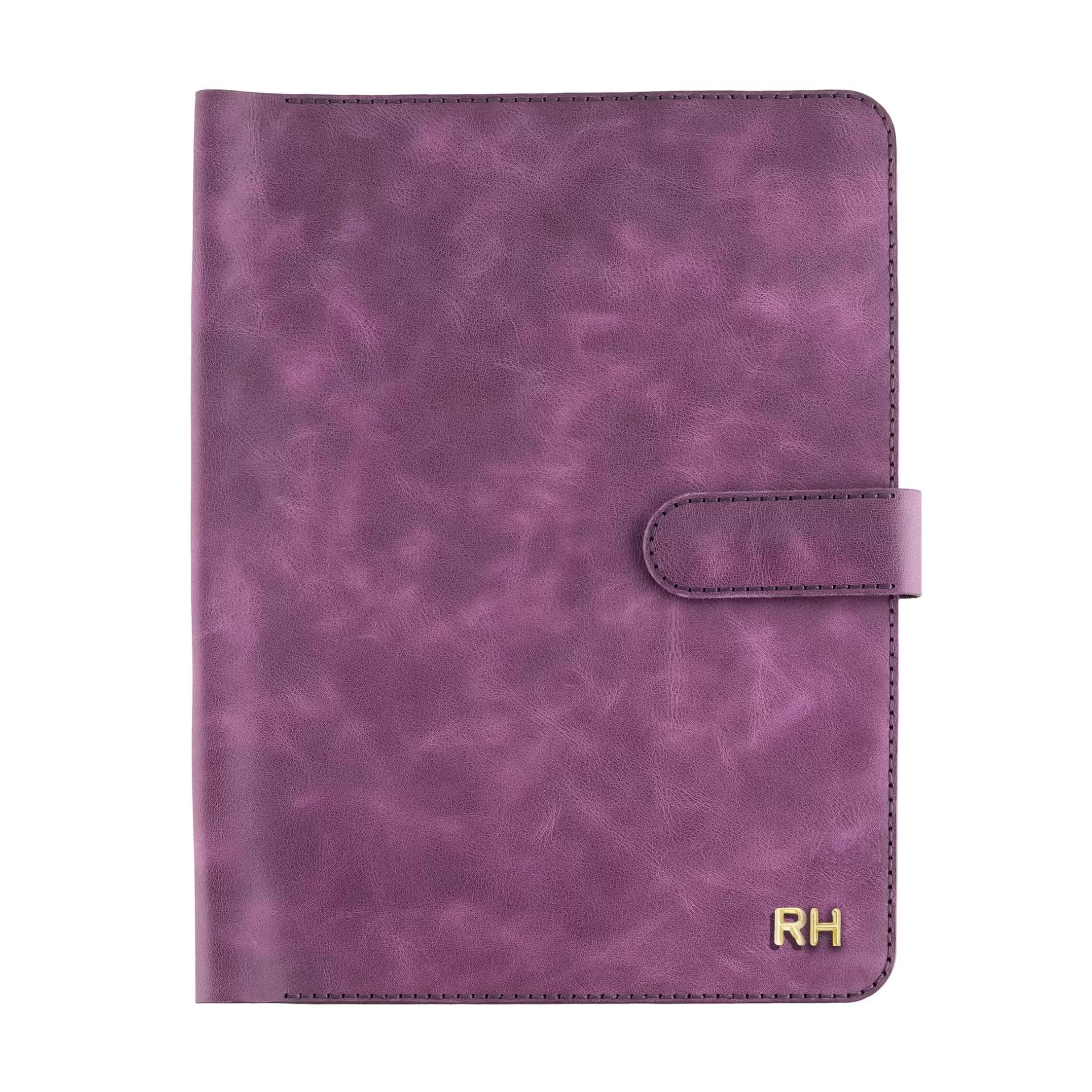 İsme Özel Çıtçıtlı Fonksiyonlu iPad Organizer - %100 Rainbow Deri - ET01002 - Mor