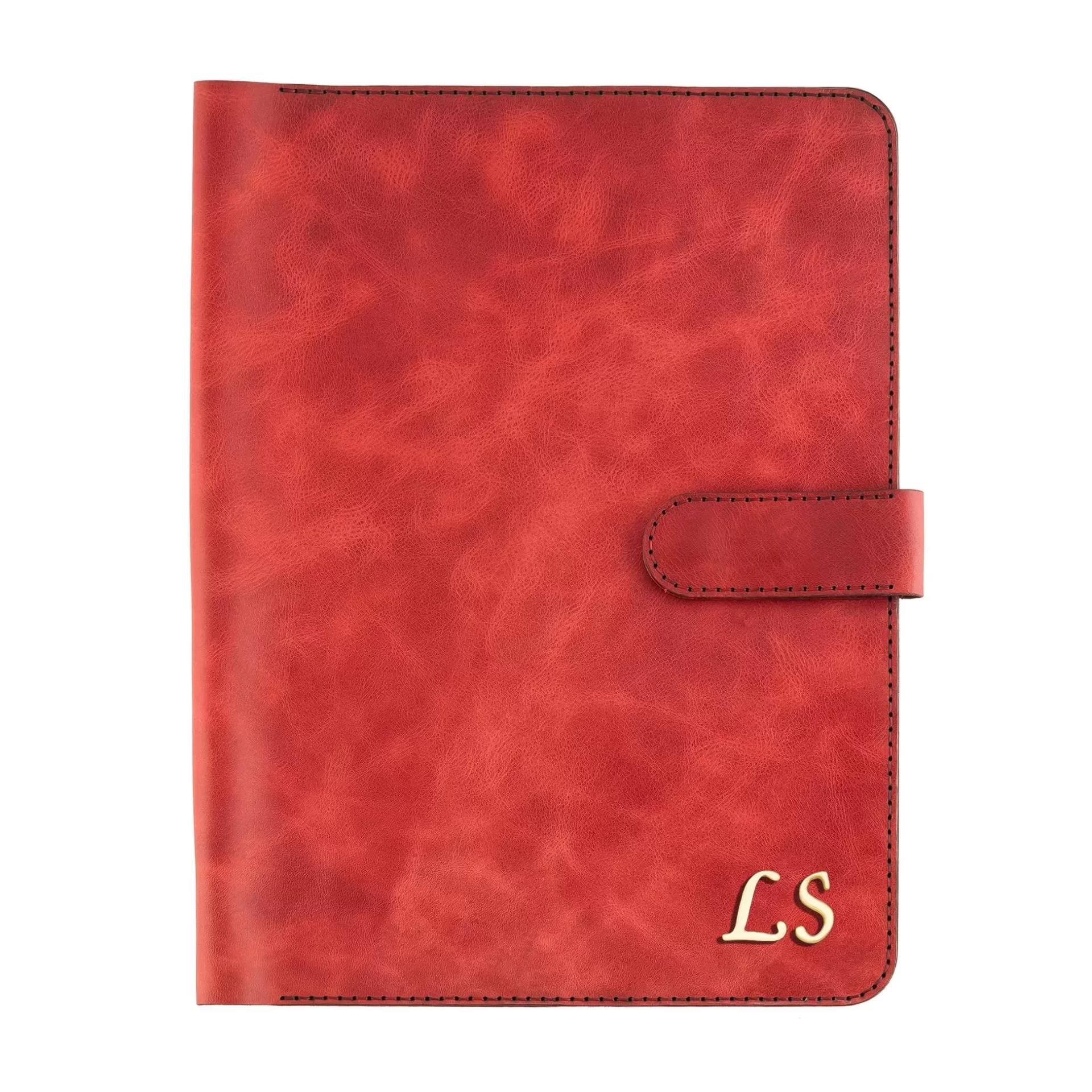 İsme Özel Çıtçıtlı Fonksiyonlu iPad Organizer - %100 Rainbow Deri - ET01002 - Kırmızı