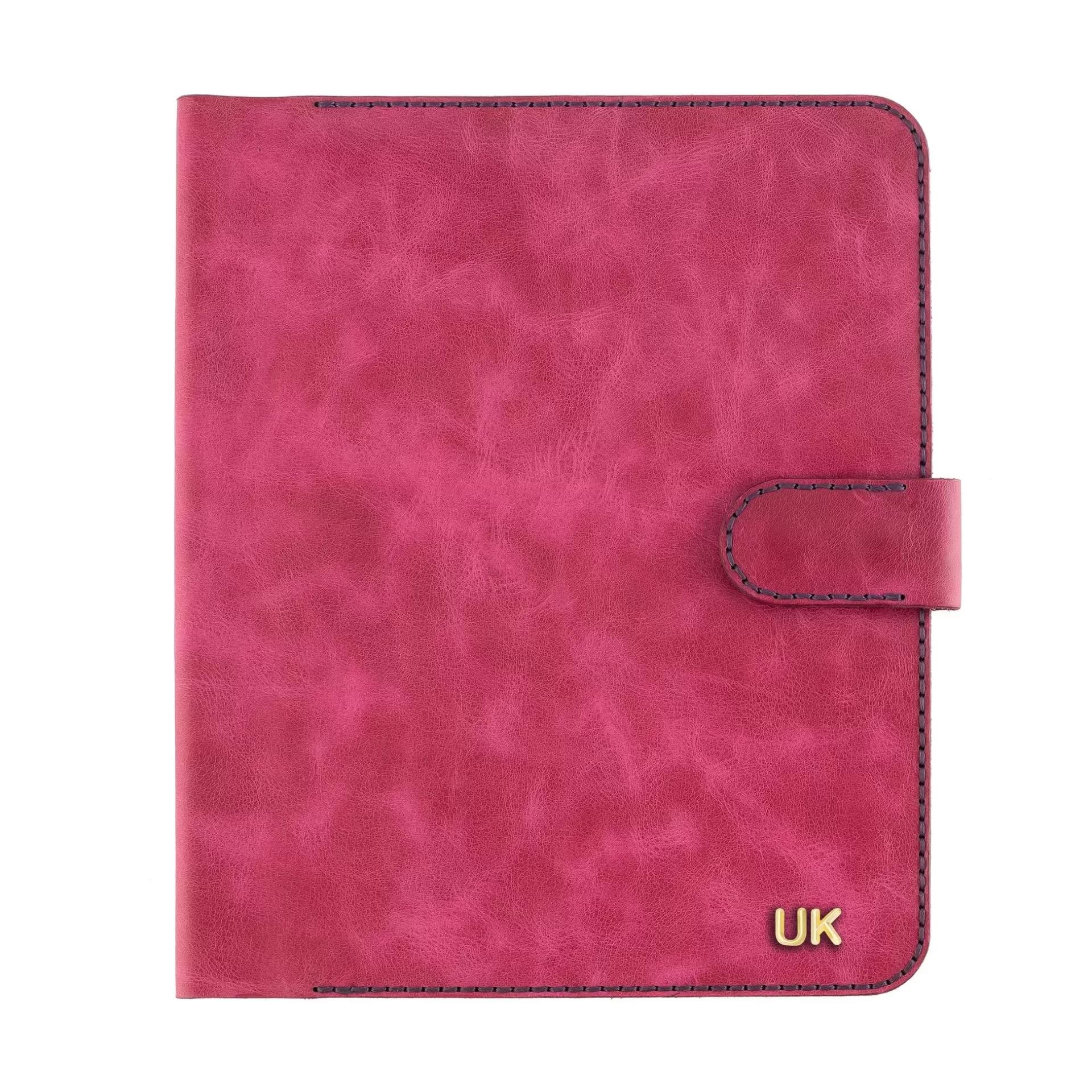İsme Özel Çıtçıtlı Fonksiyonlu iPad Organizer - %100 Rainbow Deri - ET01002 - Fuşya