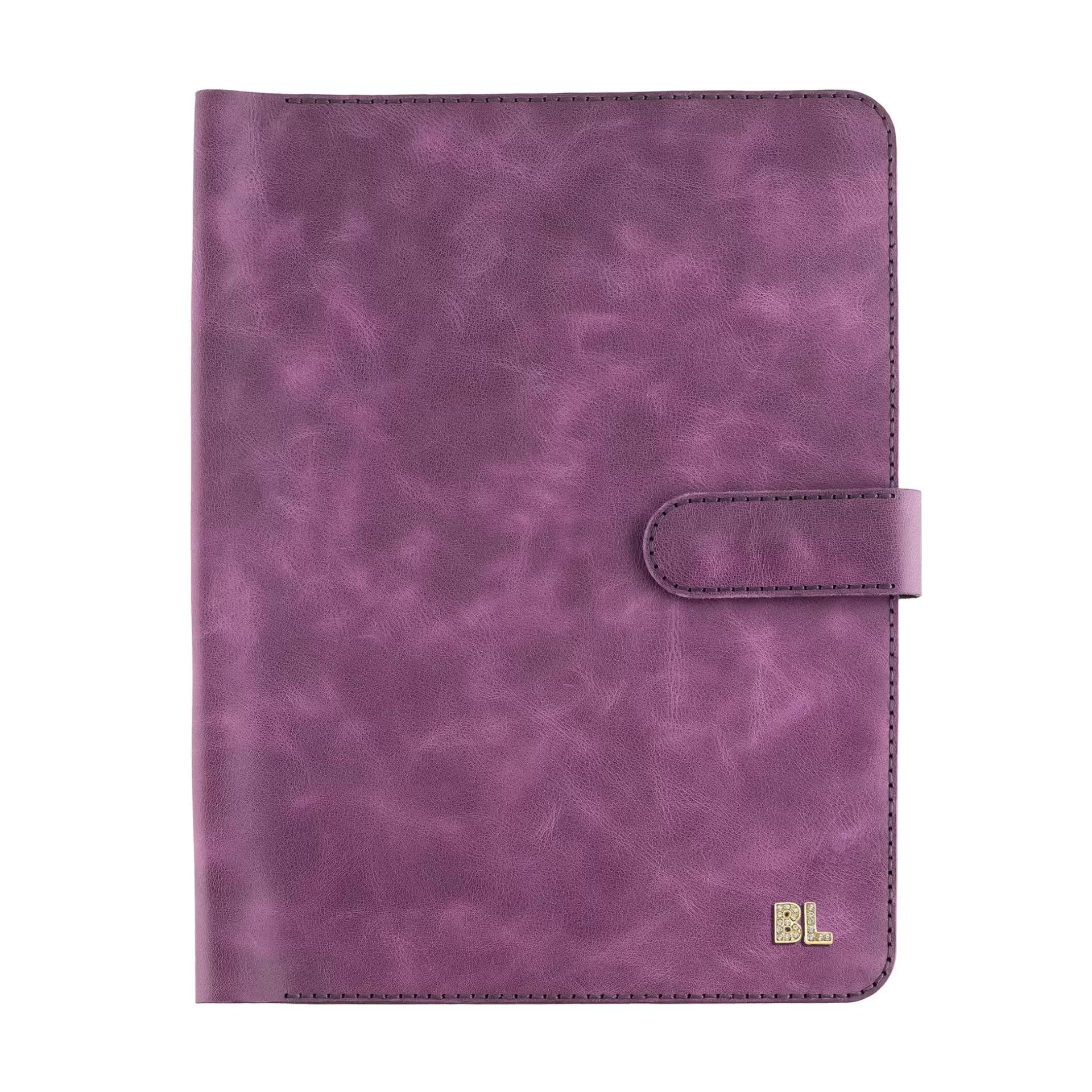 İsme Özel Çıtçıtlı Fonksiyonlu iPad Organizer - %100 Rainbow Deri - ET01002 - Mor
