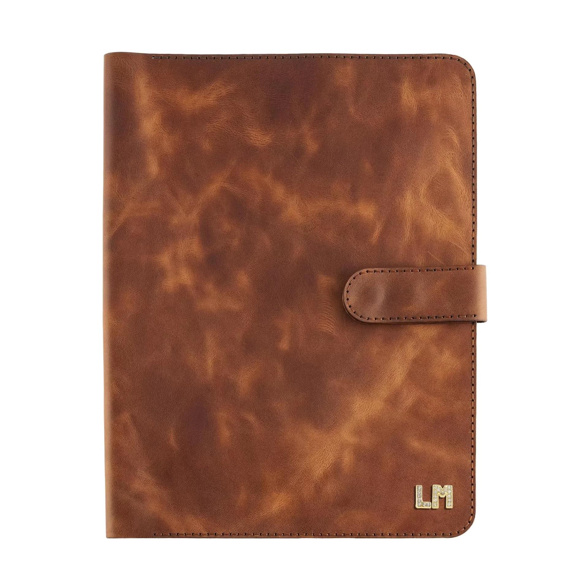 İsme Özel Çıtçıtlı Fonksiyonlu iPad Organizer - %100 Rainbow Deri - ET01002 - Kahverengi