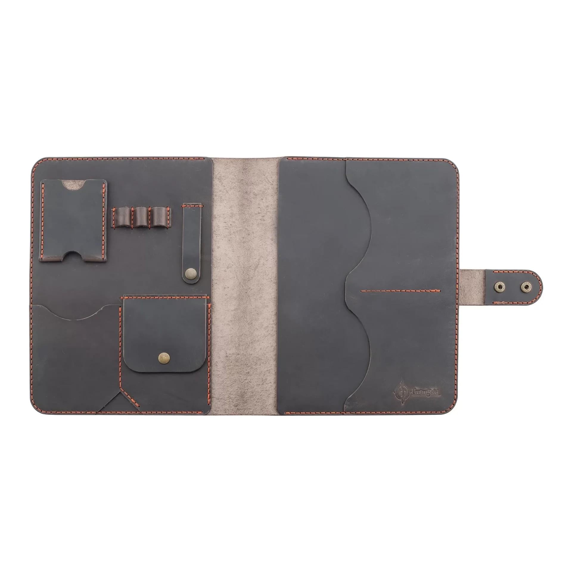 İsme Özel Çıtçıtlı Fonksiyonlu iPad Organizer - %100 Crazy Deri - ET01004 - Kahverengi