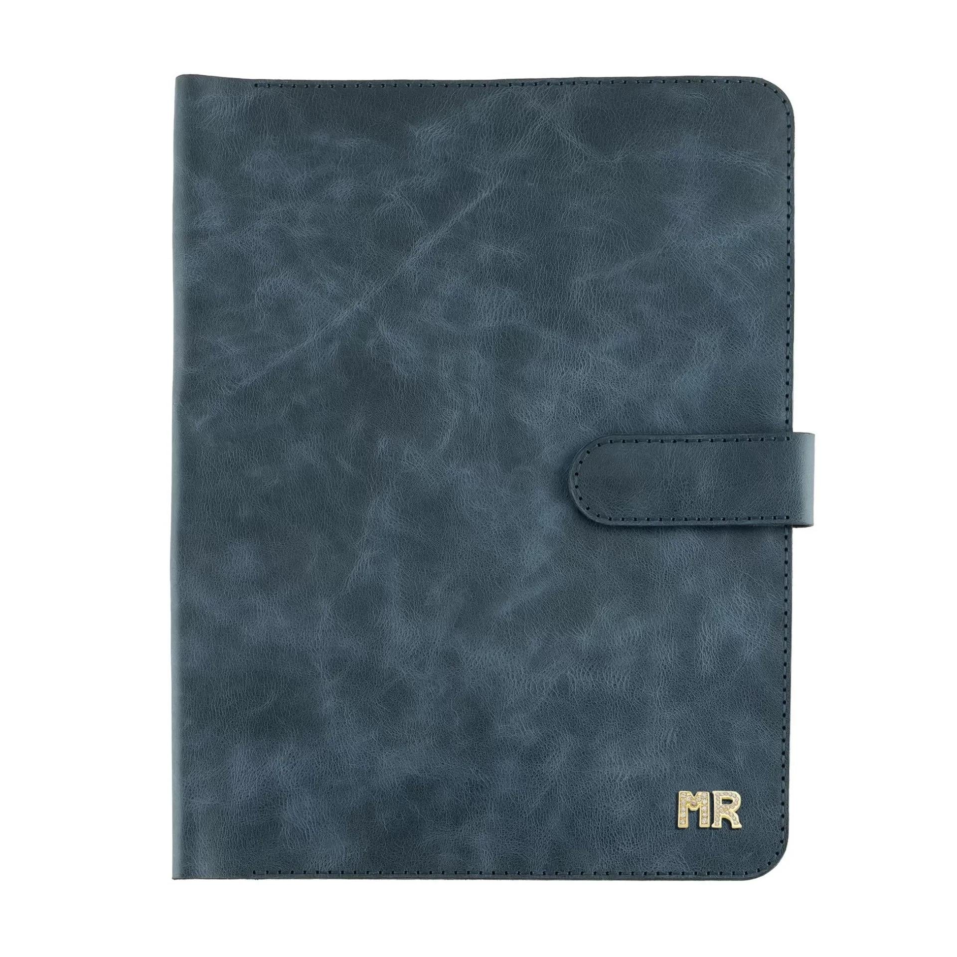 İsme Özel Çıtçıtlı Fonksiyonlu iPad Organizer - %100 Rainbow Deri - ET01002 - Lacivert