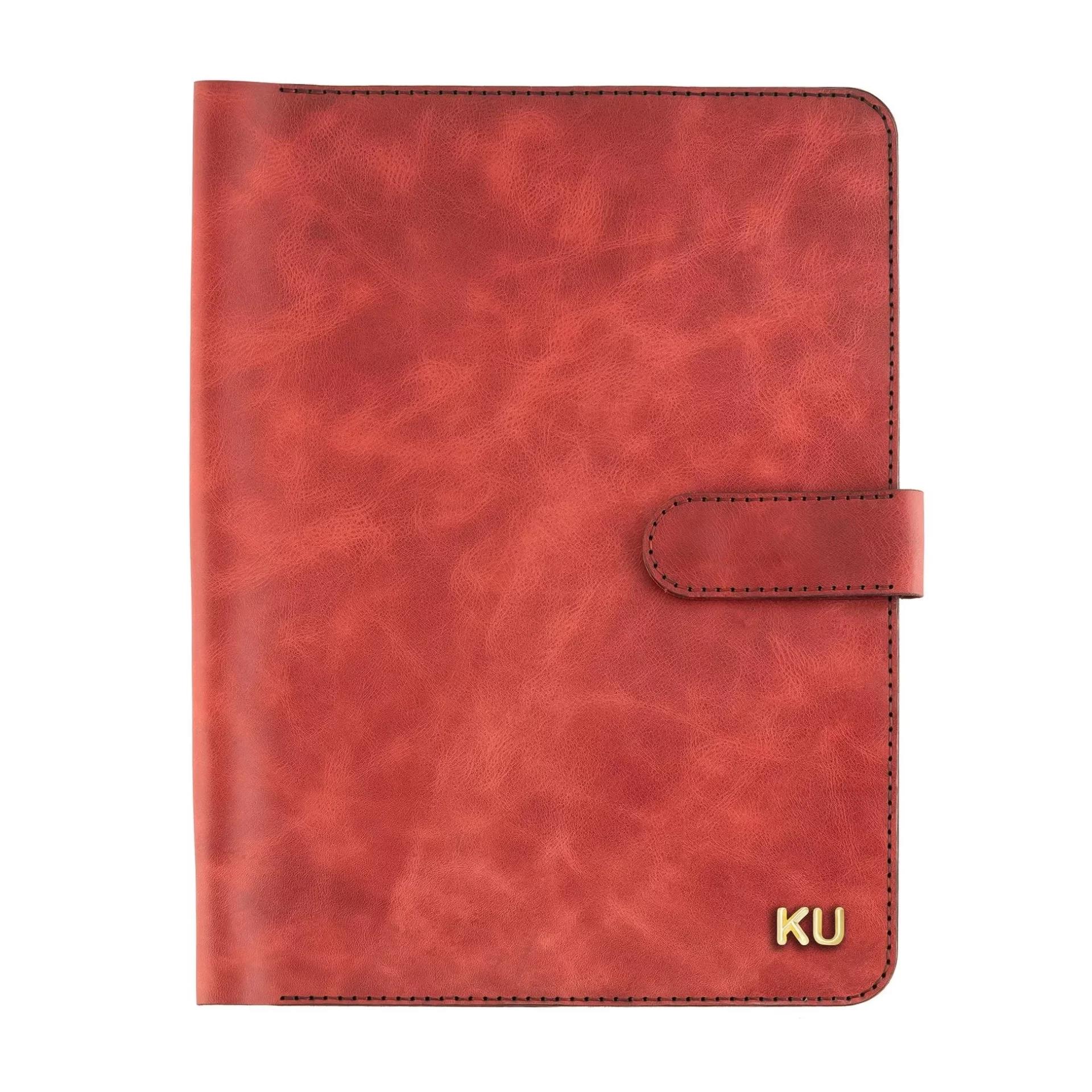 İsme Özel Çıtçıtlı Fonksiyonlu iPad Organizer - %100 Rainbow Deri - ET01002 - Kırmızı