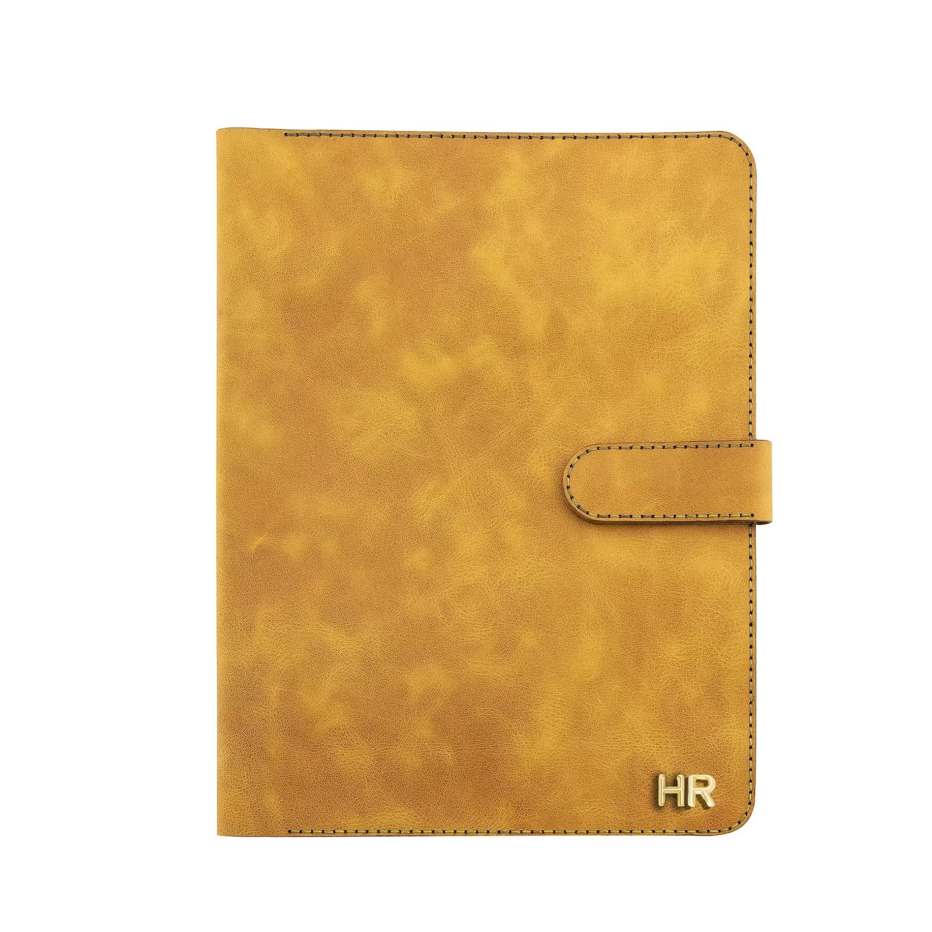 İsme Özel Çıtçıtlı Fonksiyonlu Macbook Organizer - %100 Rainbow Deri - ET02001 - Hardal Sarısı