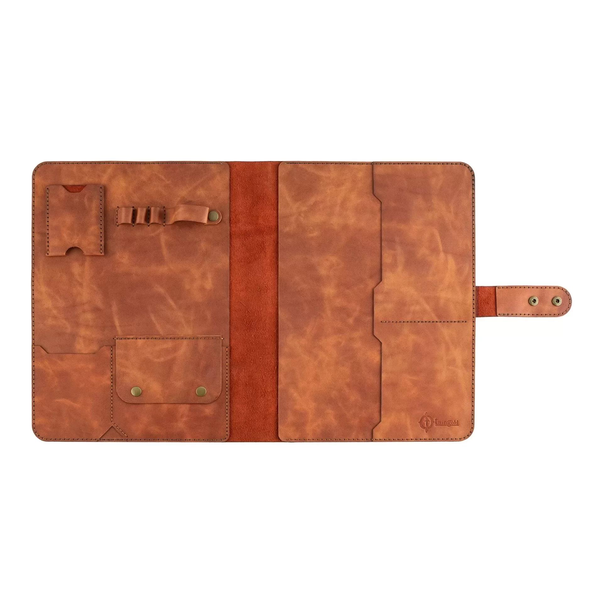 İsme Özel Çıtçıtlı Fonksiyonlu Macbook Organizer - %100 Rainbow Deri - ET02001 - Tobacco