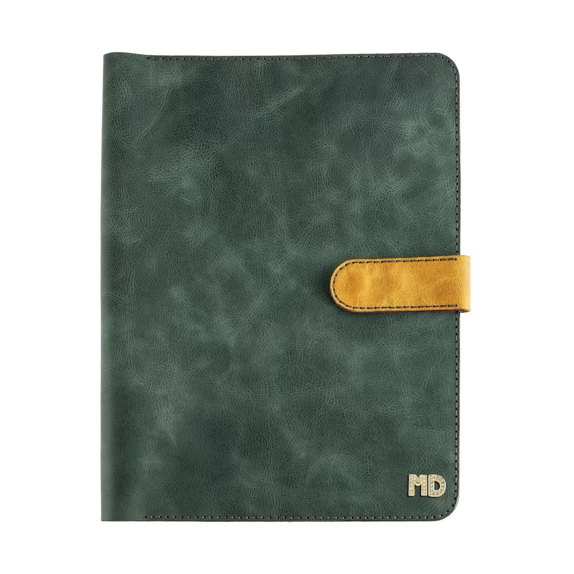İsme Özel Çıtçıtlı Fonksiyonlu Macbook Organizer - %100 Rainbow Deri - ET02001 - Yeşil - Kırmızı