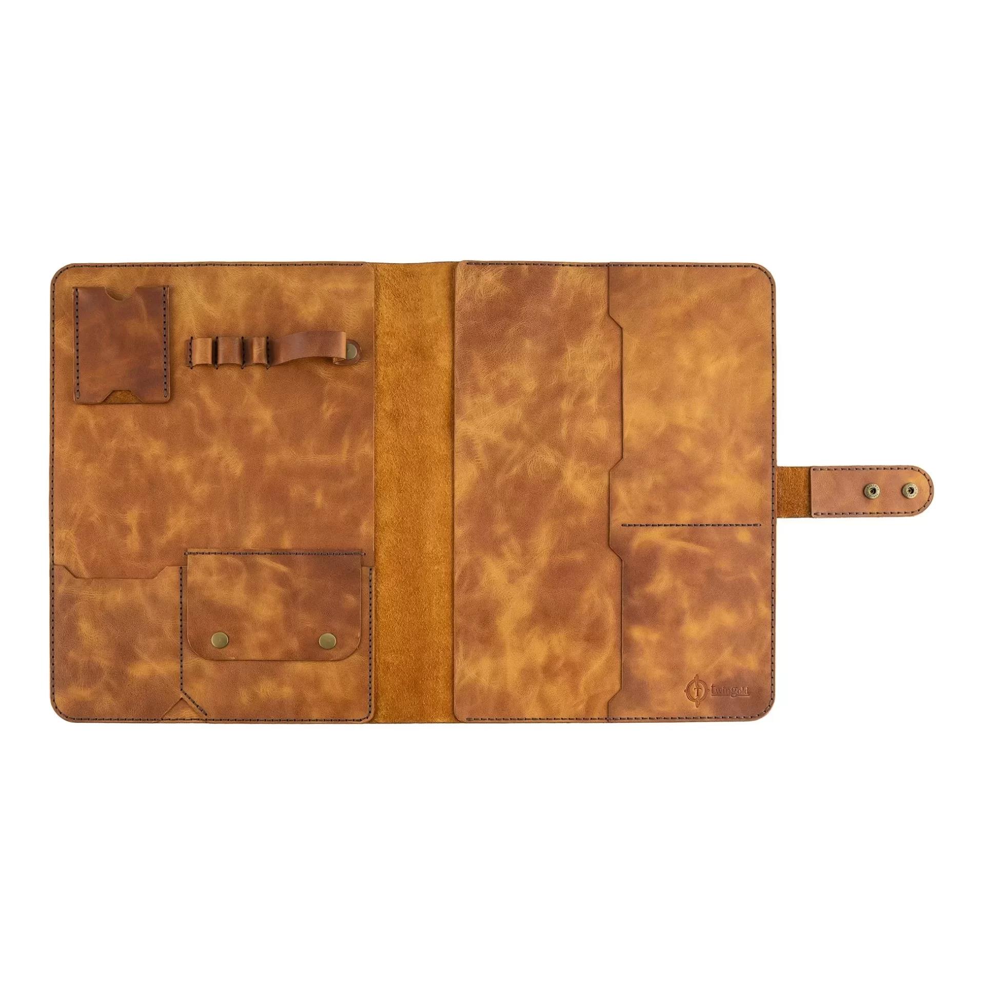 İsme Özel Çıtçıtlı Fonksiyonlu Macbook Organizer - %100 Rainbow Deri - ET02001 - Camel