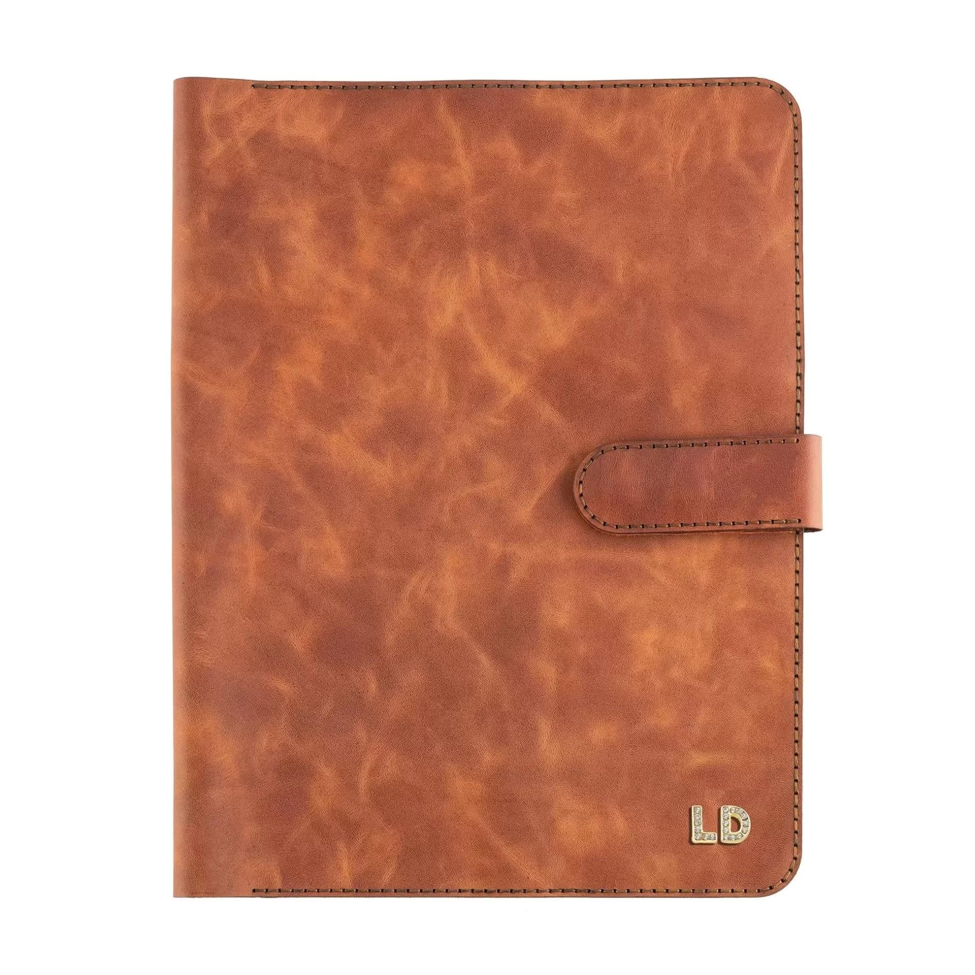 İsme Özel Çıtçıtlı Fonksiyonlu Macbook Organizer - %100 Rainbow Deri - ET02001 - Tobacco