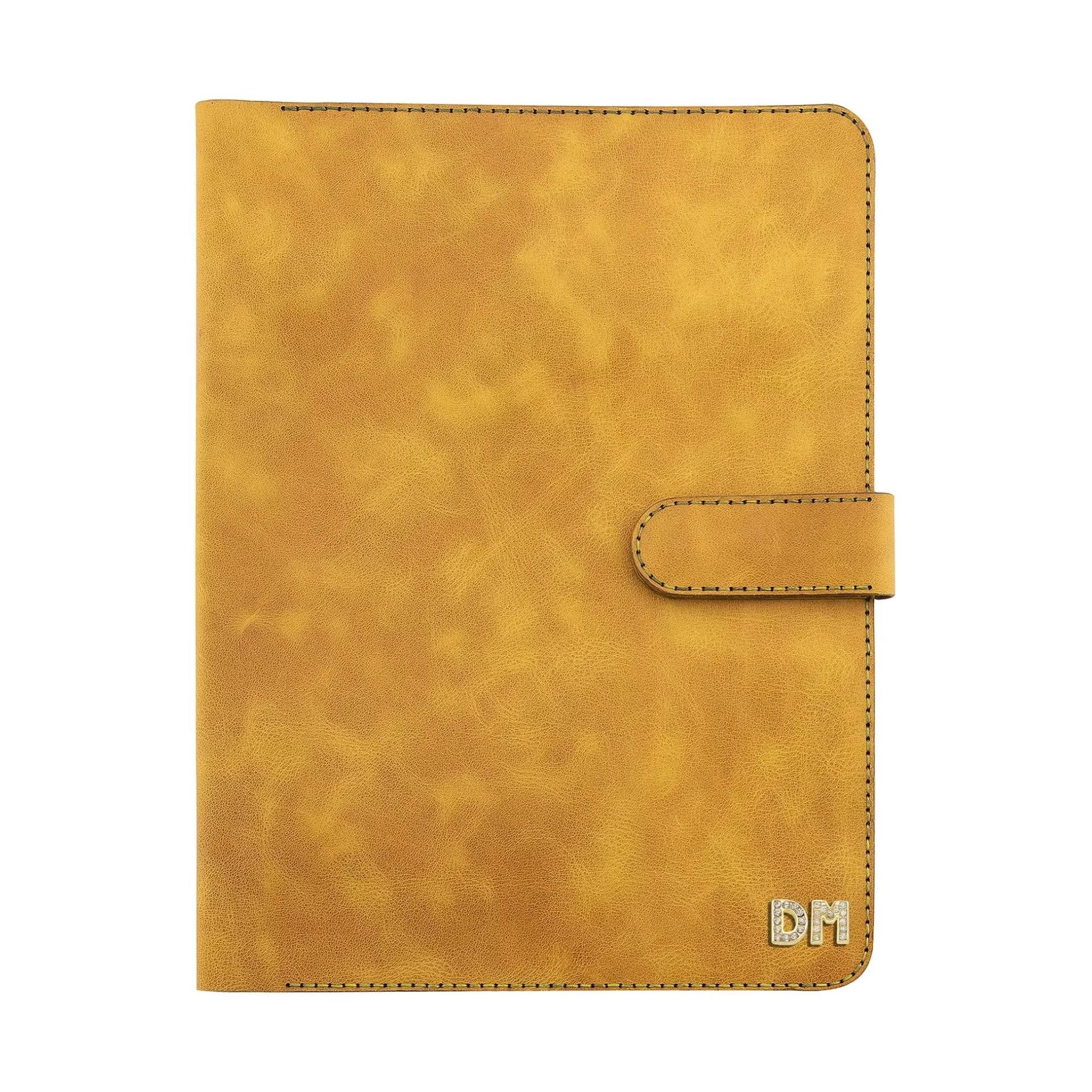 İsme Özel Çıtçıtlı Fonksiyonlu Macbook Organizer - %100 Rainbow Deri - ET02001 - Hardal Sarısı
