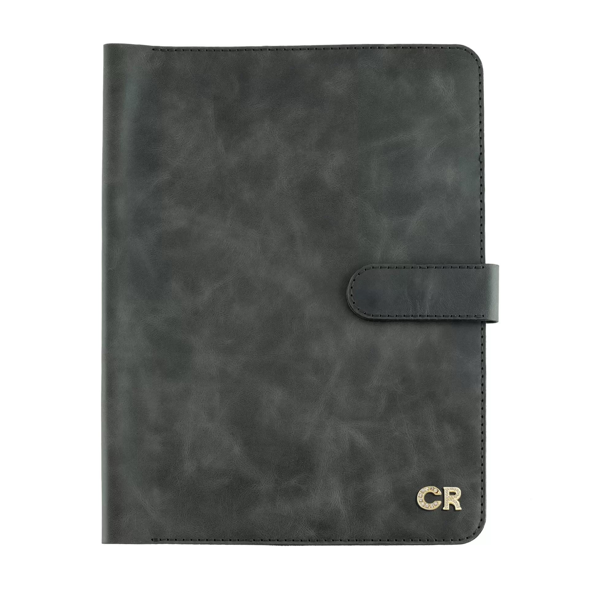 İsme Özel Çıtçıtlı Fonksiyonlu Macbook Organizer - %100 Rainbow Deri - ET02001 - Antrasit