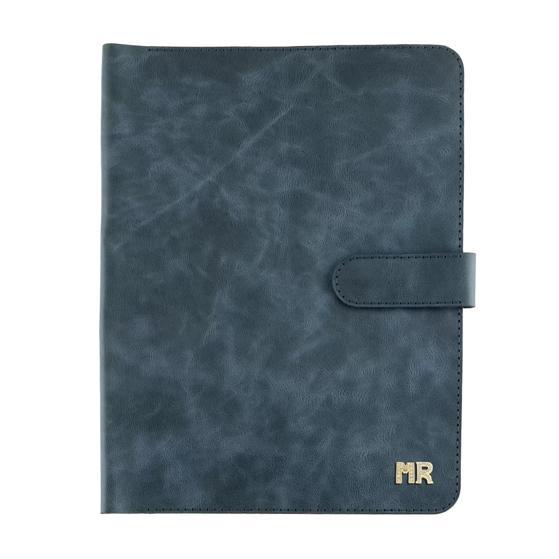 İsme Özel Çıtçıtlı Fonksiyonlu Macbook Organizer - %100 Rainbow Deri - ET02001 - Lacivert