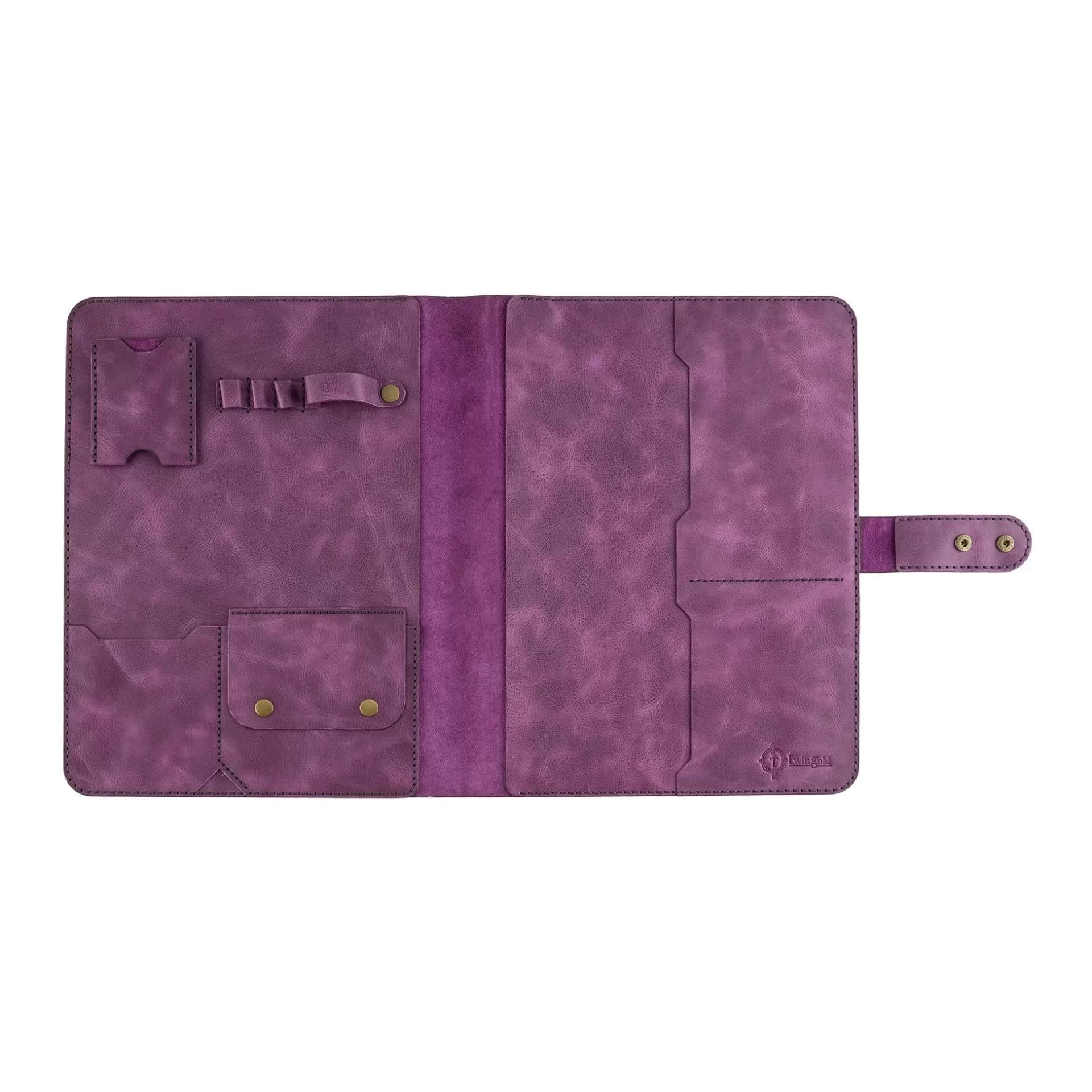 İsme Özel Çıtçıtlı Fonksiyonlu Macbook Organizer - %100 Rainbow Deri - ET02001 - Mor