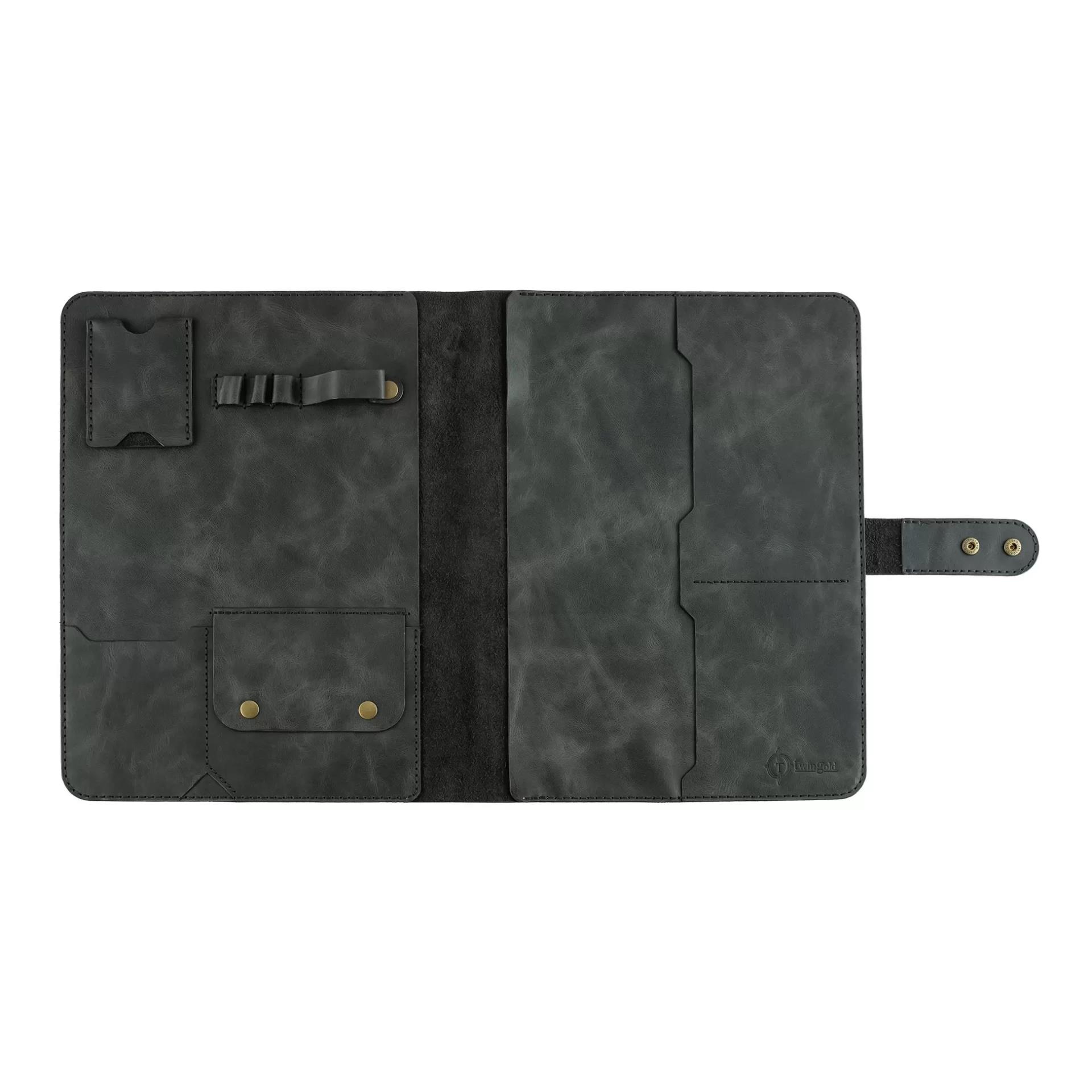 İsme Özel Çıtçıtlı Fonksiyonlu Macbook Organizer - %100 Rainbow Deri - ET02001 - Antrasit