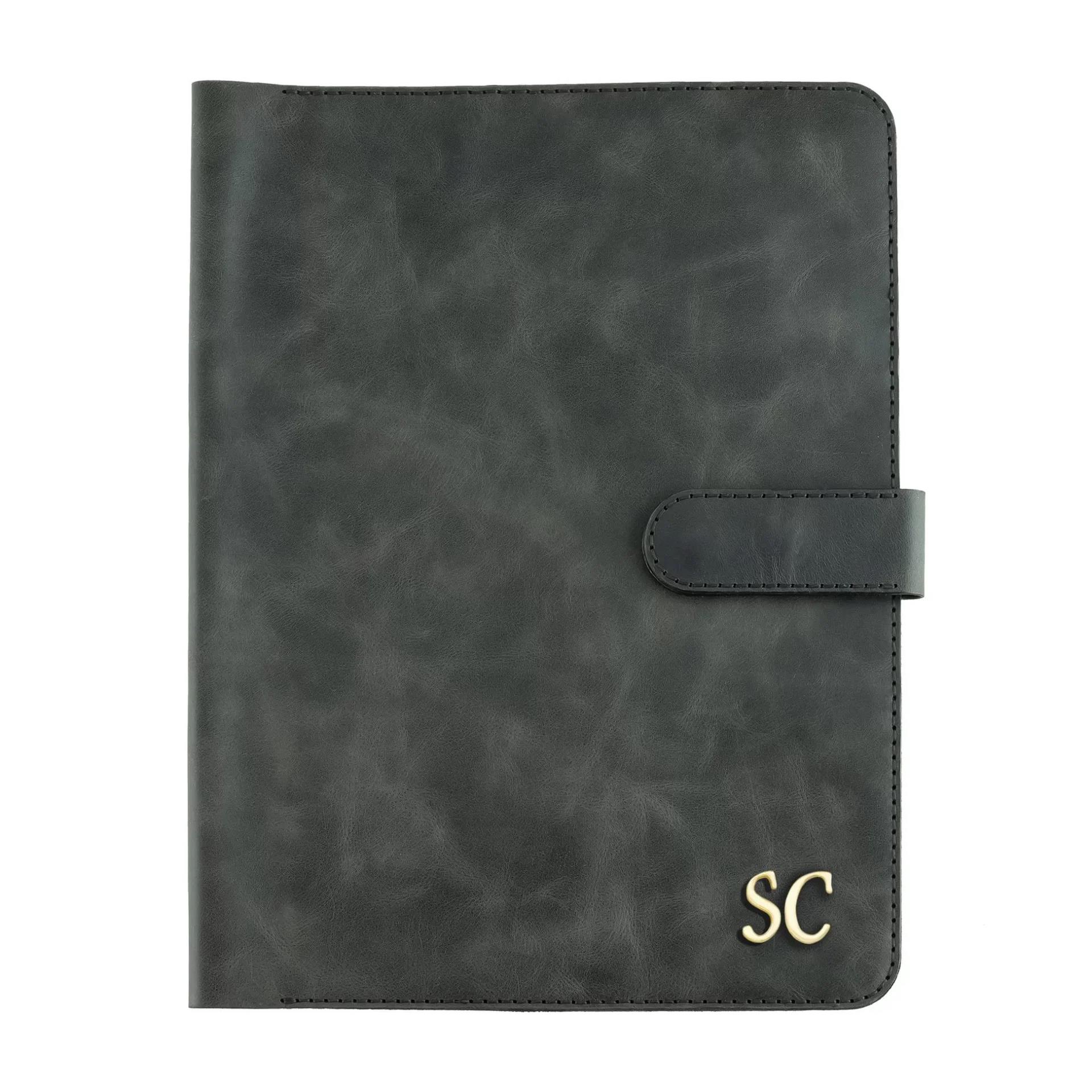 İsme Özel Çıtçıtlı Fonksiyonlu Macbook Organizer - %100 Rainbow Deri - ET02001 - Antrasit