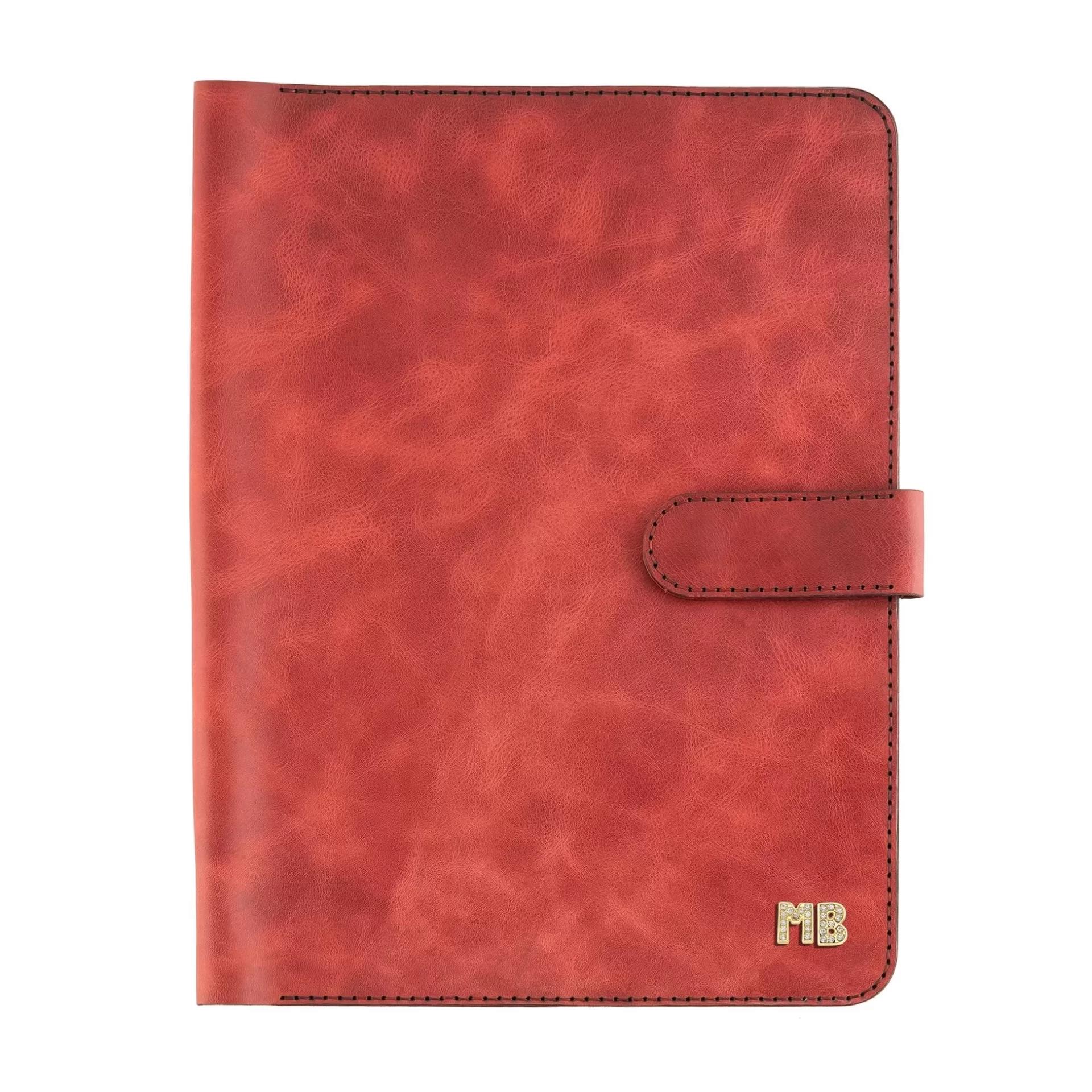 İsme Özel Çıtçıtlı Fonksiyonlu Macbook Organizer - %100 Rainbow Deri - ET02001 - Kırmızı