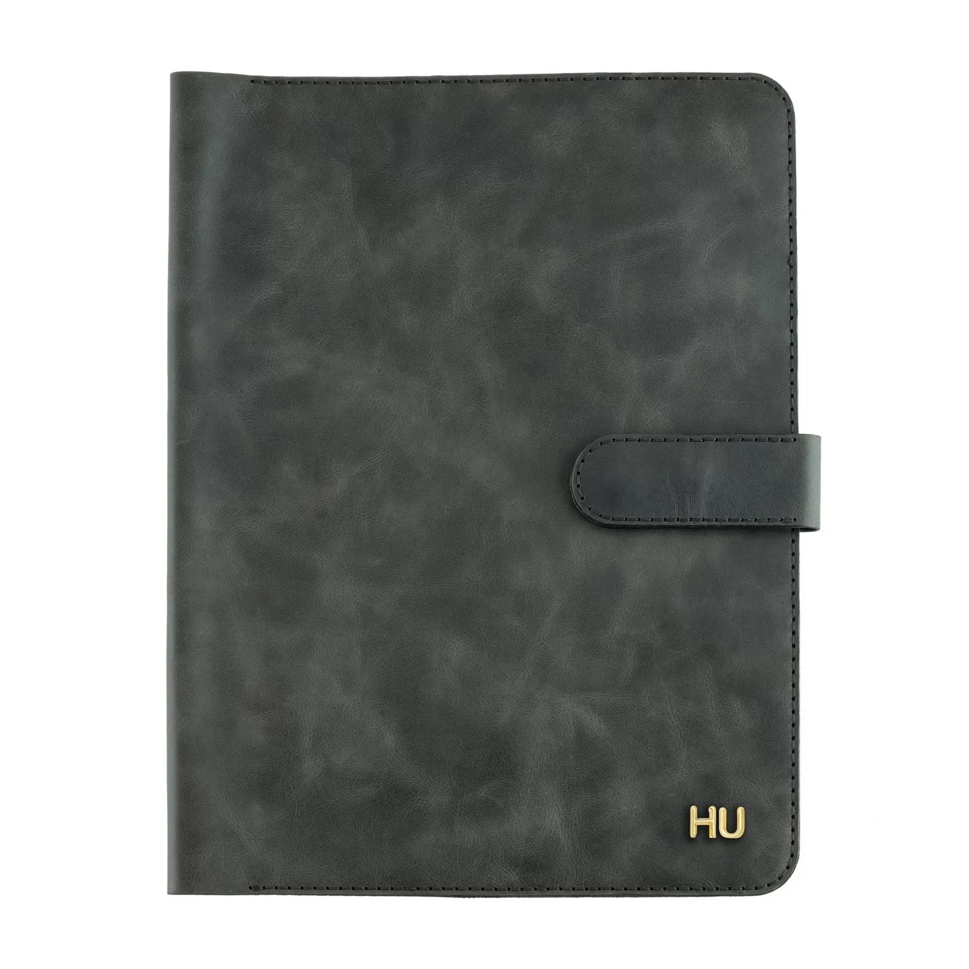 İsme Özel Çıtçıtlı Fonksiyonlu Macbook Organizer - %100 Rainbow Deri - ET02001 - Antrasit