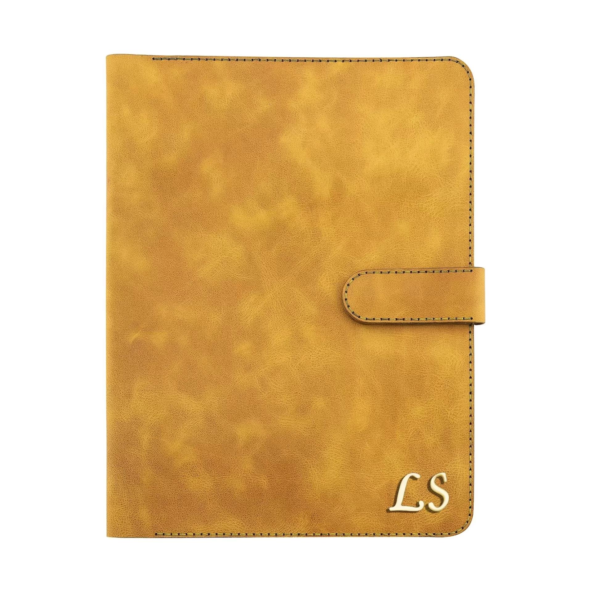 İsme Özel Çıtçıtlı Fonksiyonlu Macbook Organizer - %100 Rainbow Deri - ET02001 - Hardal Sarısı