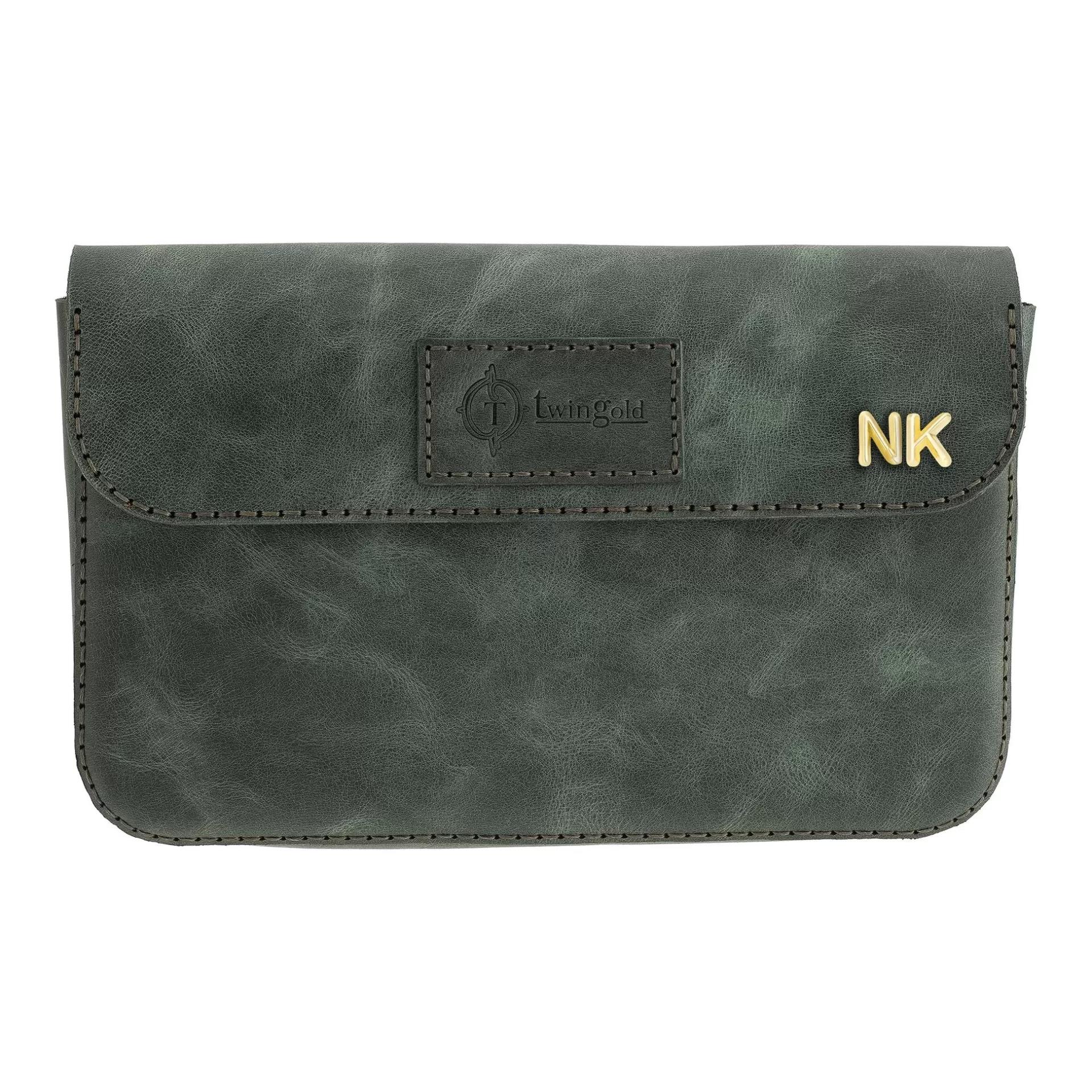 İsme Özel Çıtçıtlı Küçük El Çantası - %100 Deri - AC14001 - Haki
