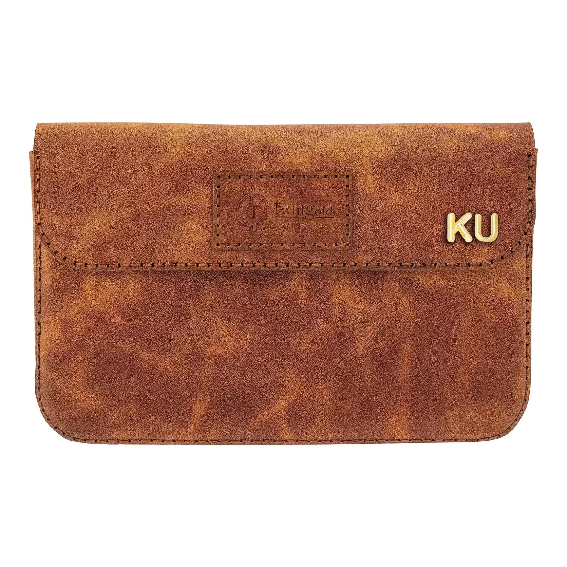 İsme Özel Çıtçıtlı Küçük El Çantası - %100 Deri - AC14001 - Camel