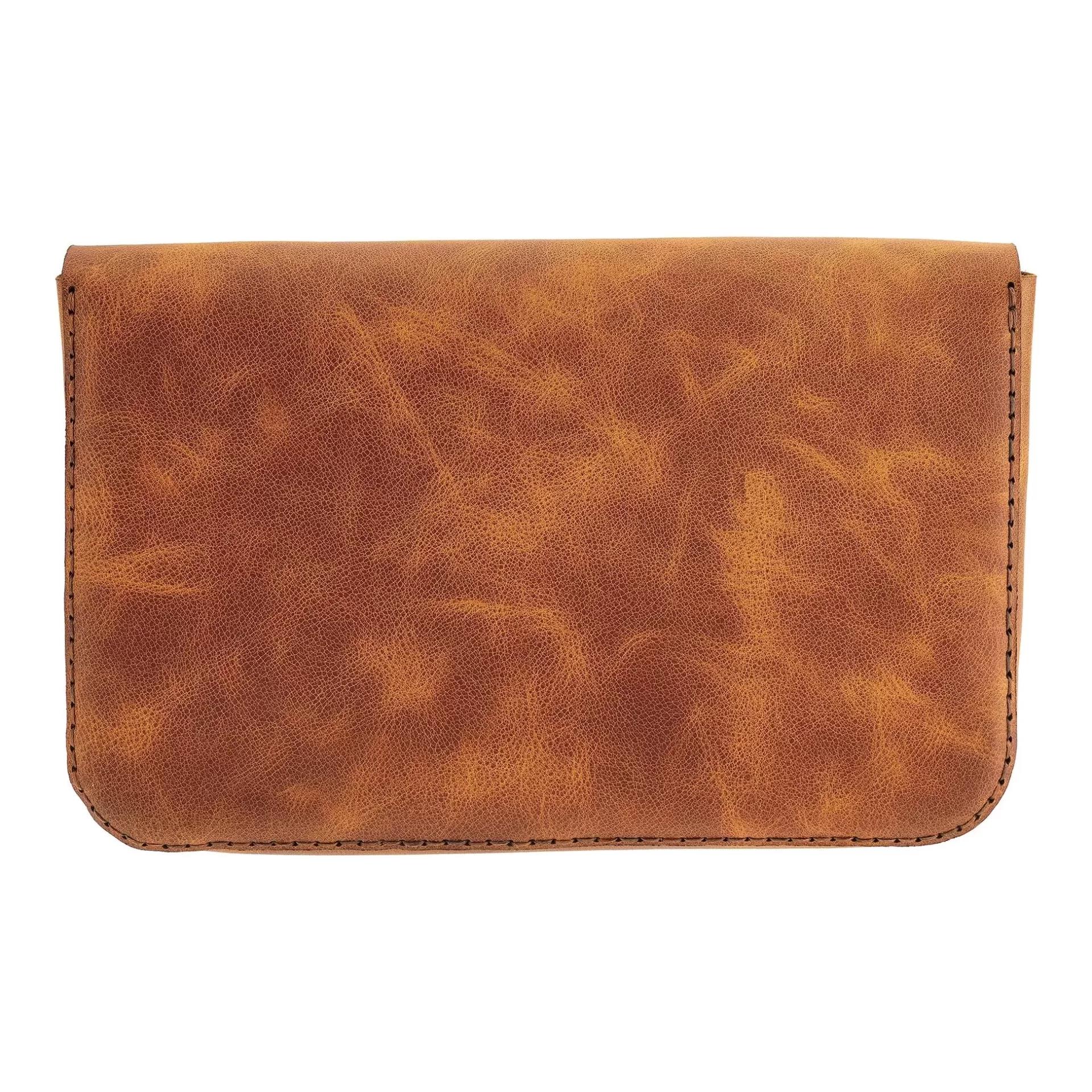 İsme Özel Çıtçıtlı Küçük El Çantası - %100 Deri - AC14001 - Camel