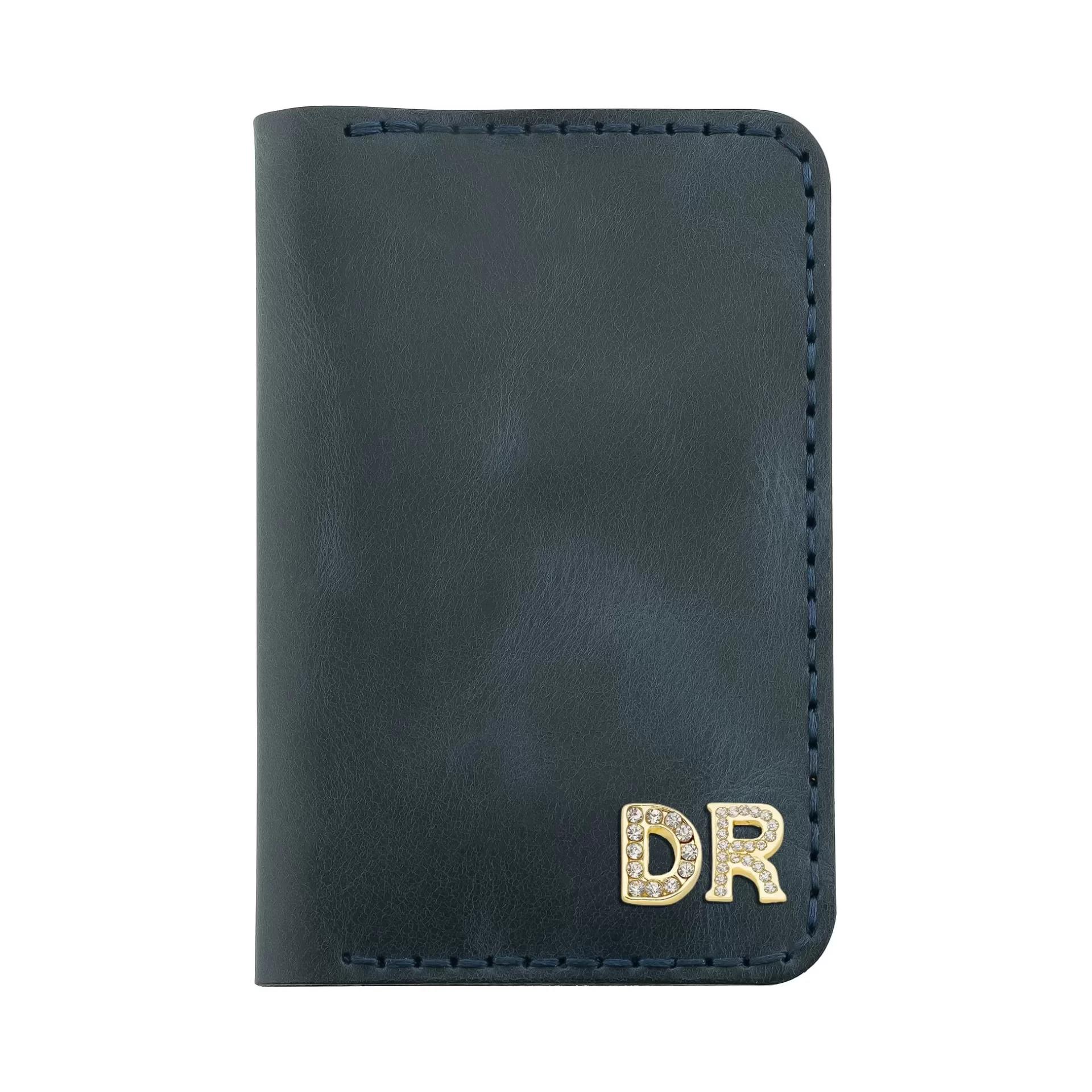 İsme Özel Dikey Mini Cüzdan - %100 Rainbow Deri - A010005 - Lacivert