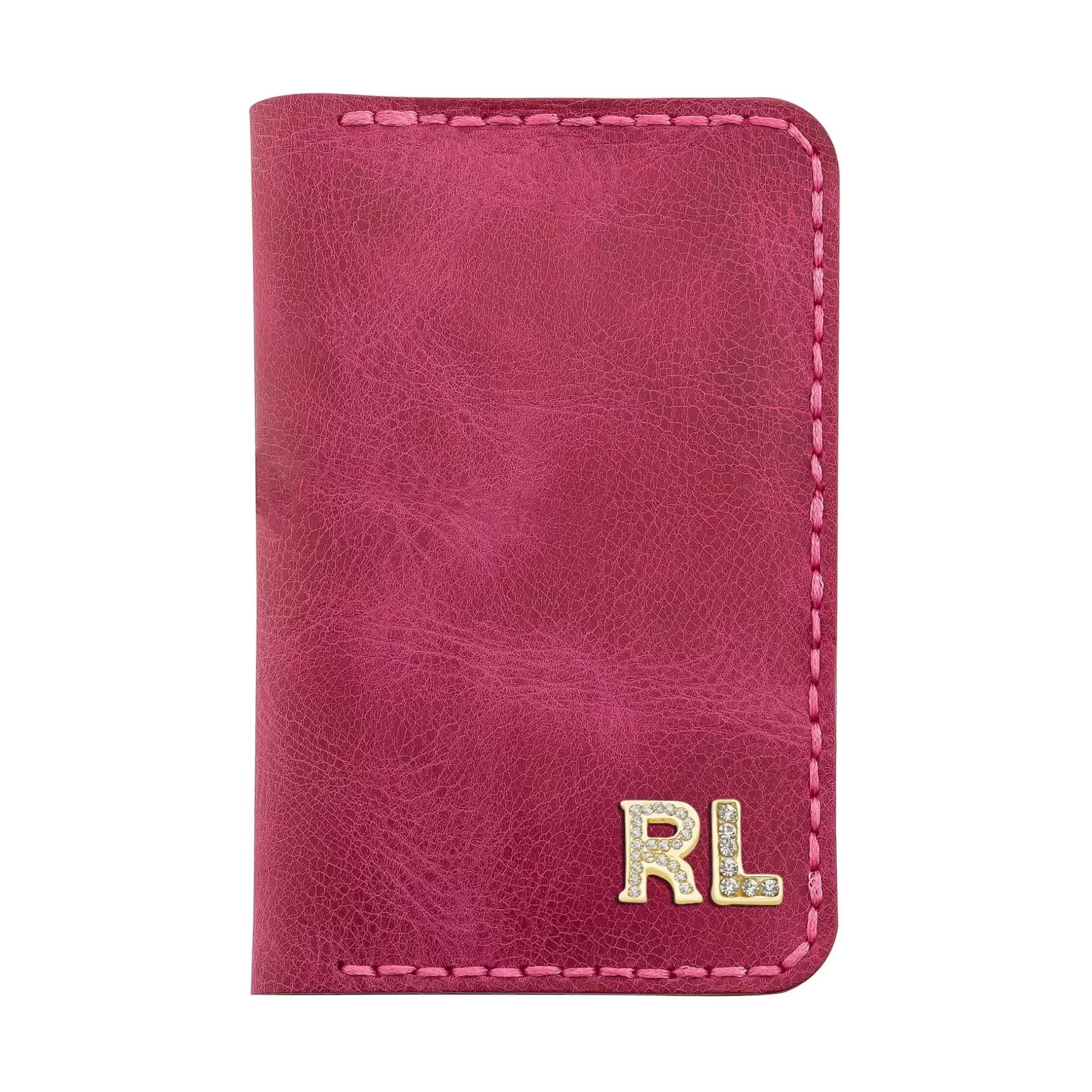 İsme Özel Dikey Mini Cüzdan - %100 Rainbow Deri - A010005 - Fuşya