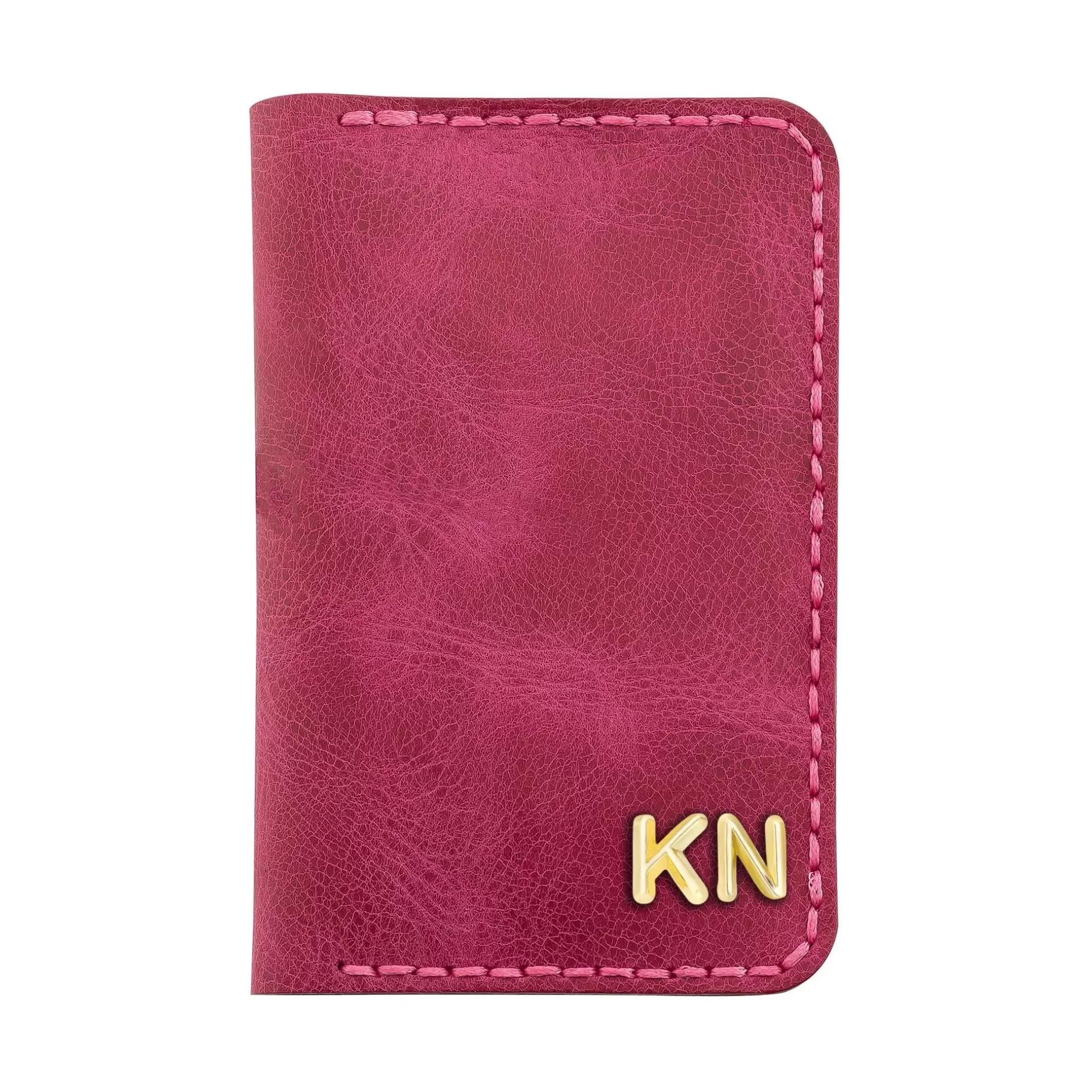 İsme Özel Dikey Mini Cüzdan - %100 Rainbow Deri - A010005 - Fuşya
