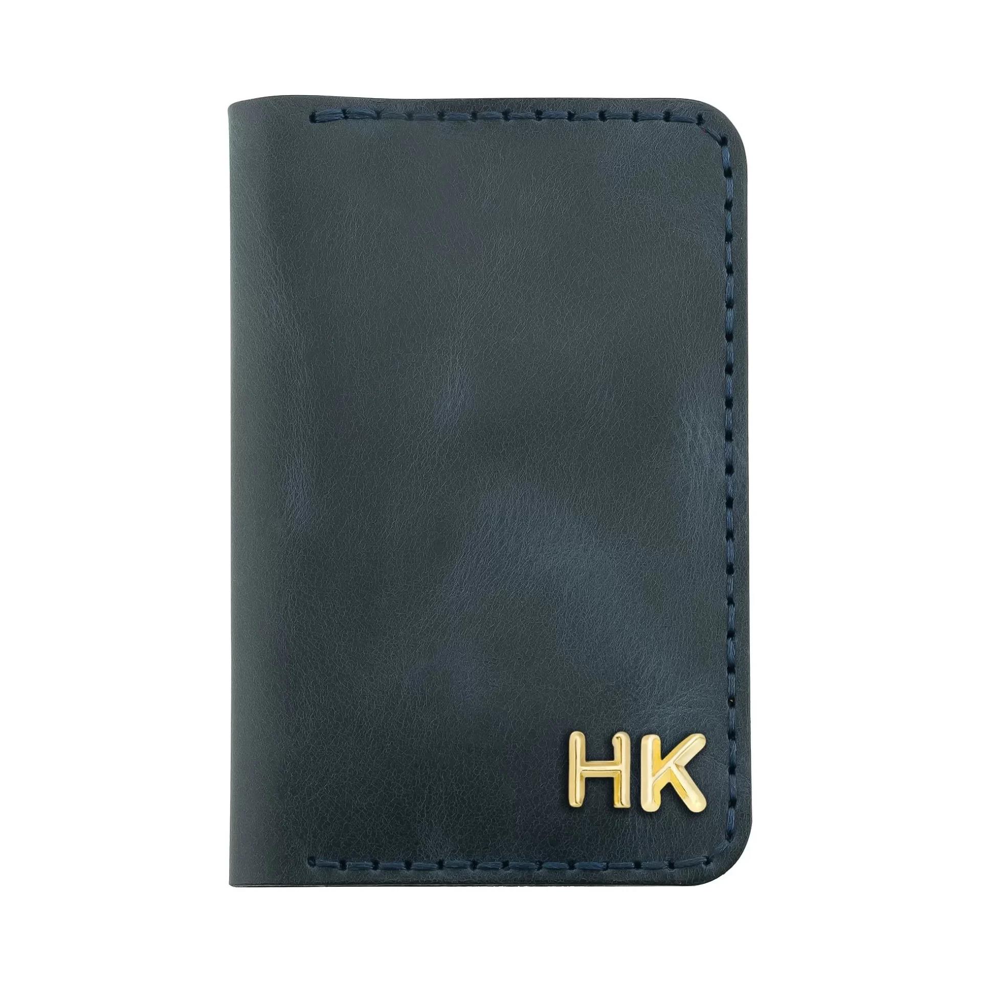 İsme Özel Dikey Mini Cüzdan - %100 Rainbow Deri - A010005 - Lacivert