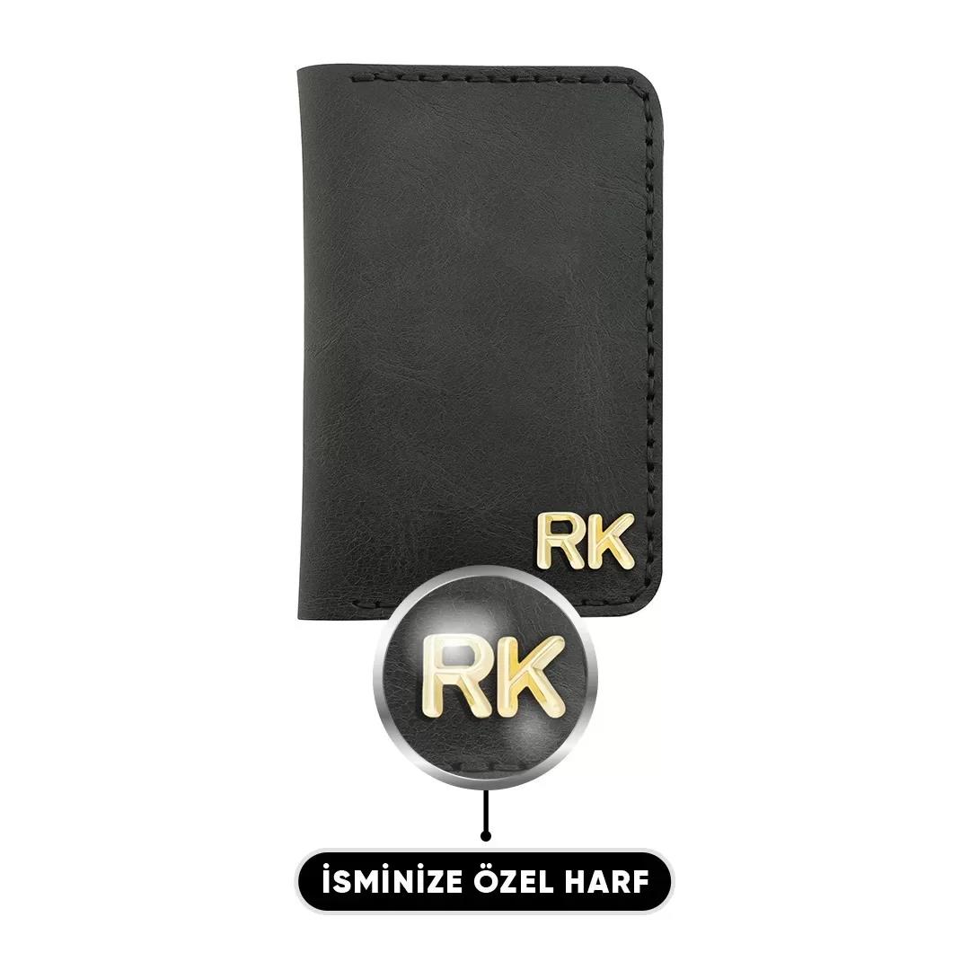 İsme Özel Dikey Uzun Klasik Cüzdan - %100 Crazy Deri - A010004 - Antrasit