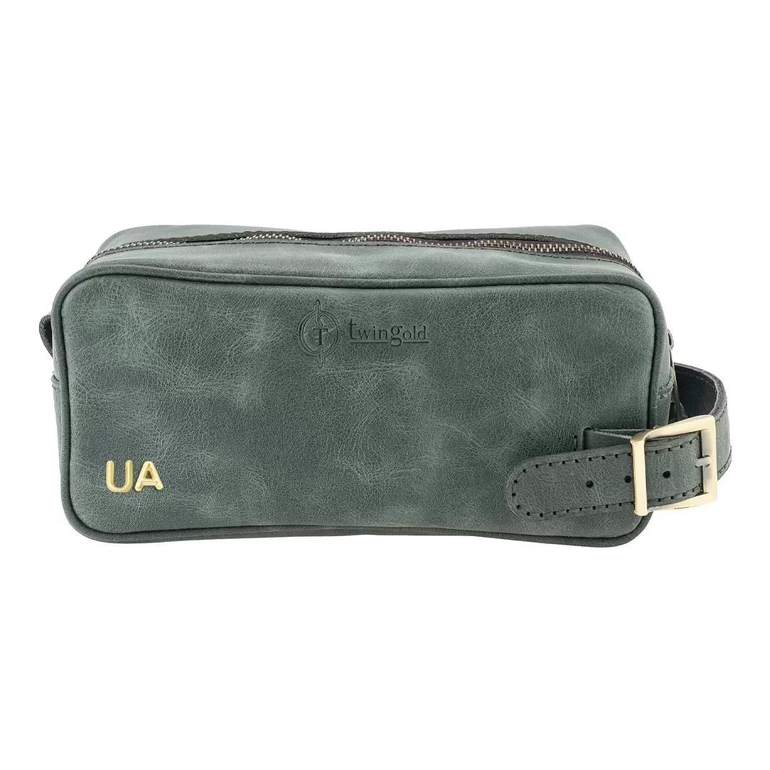 İsme Özel Dopp Kit Kişisel Bakım ve Seyahat Çantası - %100 Rainbow Deri - AC14004 - Haki