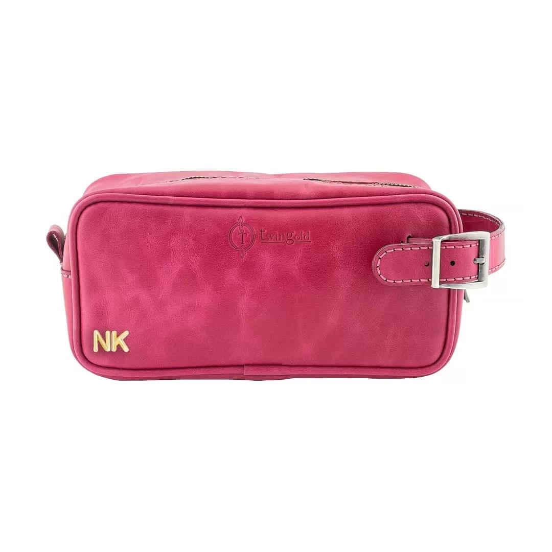 İsme Özel Dopp Kit Kişisel Bakım ve Seyahat Çantası - %100 Rainbow Deri - AC14004 - Fuşya