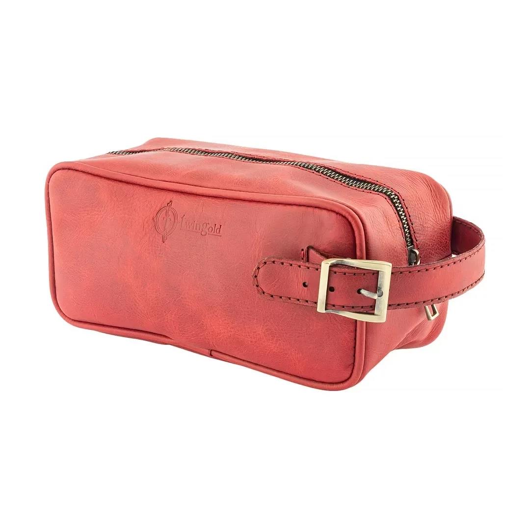 İsme Özel Dopp Kit Kişisel Bakım ve Seyahat Çantası - %100 Rainbow Deri - AC14004 - Kırmızı