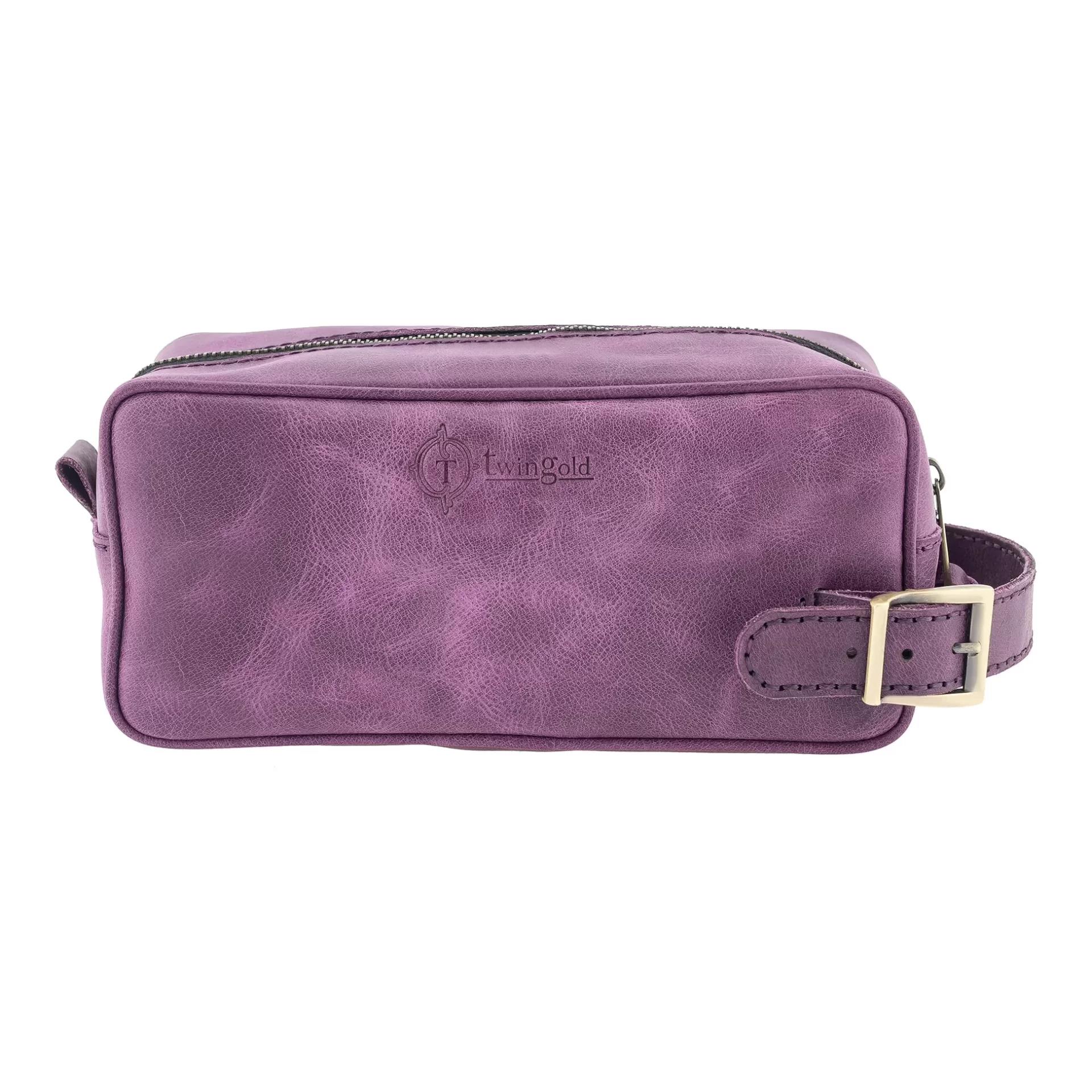 İsme Özel Dopp Kit Kişisel Bakım ve Seyahat Çantası - %100 Rainbow Deri - AC14004 - Mor