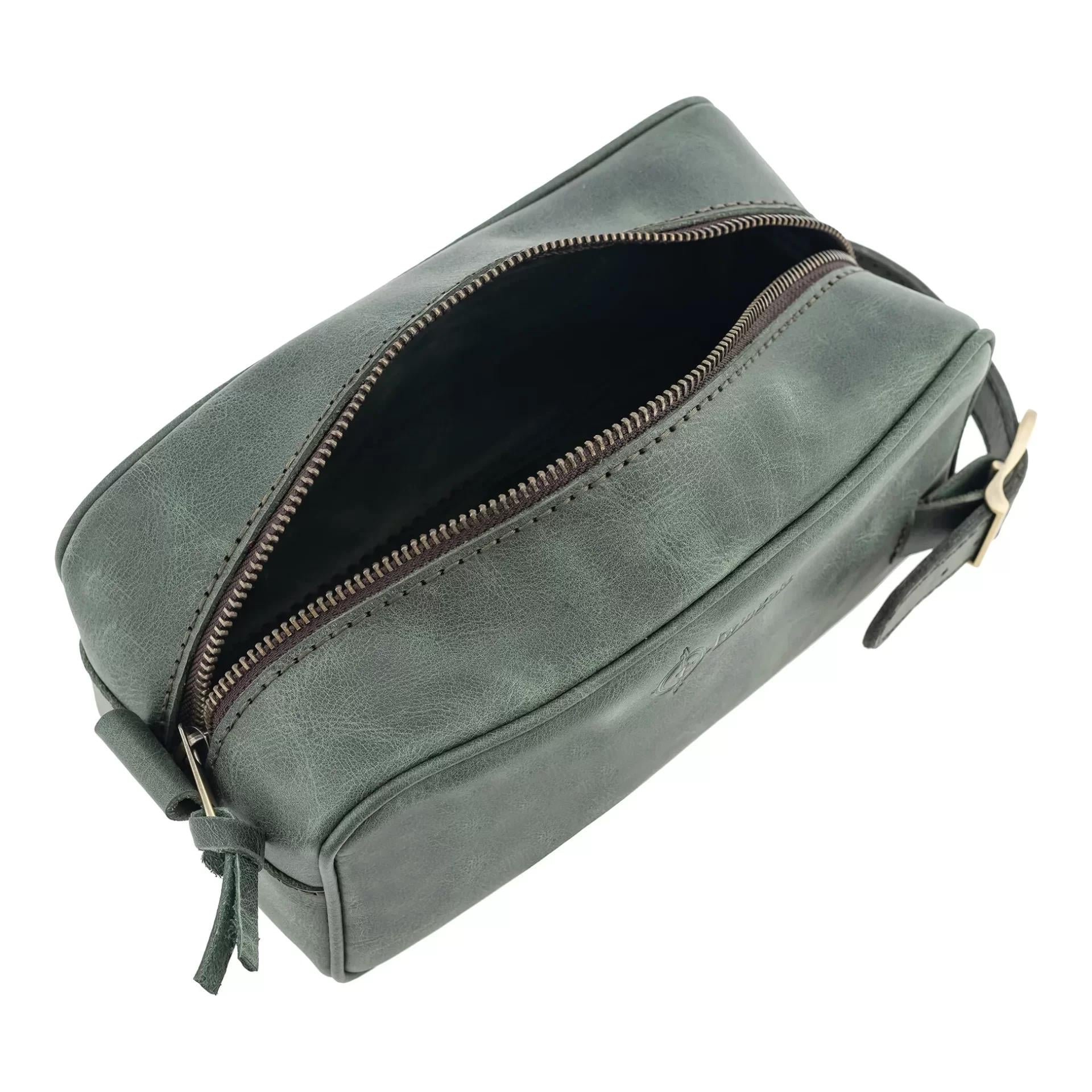 İsme Özel Dopp Kit Kişisel Bakım ve Seyahat Çantası - %100 Rainbow Deri - AC14004 - Haki