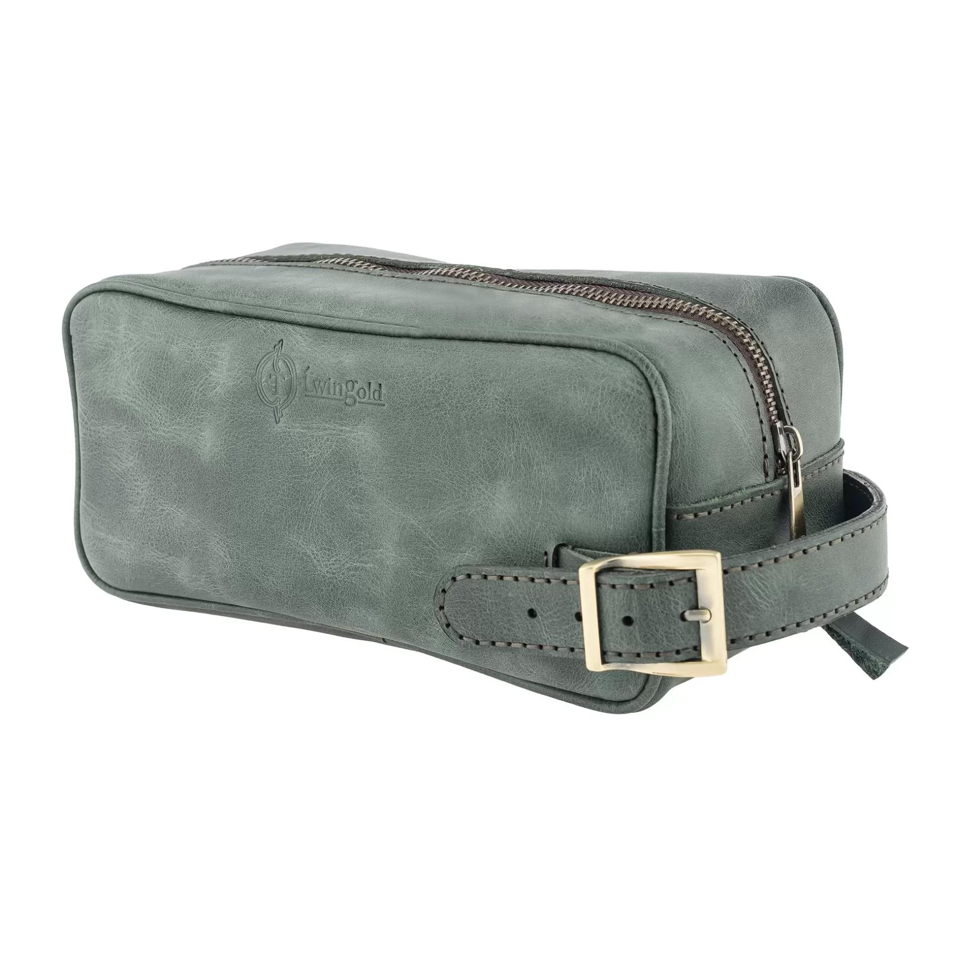 İsme Özel Dopp Kit Kişisel Bakım ve Seyahat Çantası - %100 Rainbow Deri - AC14004 - Haki
