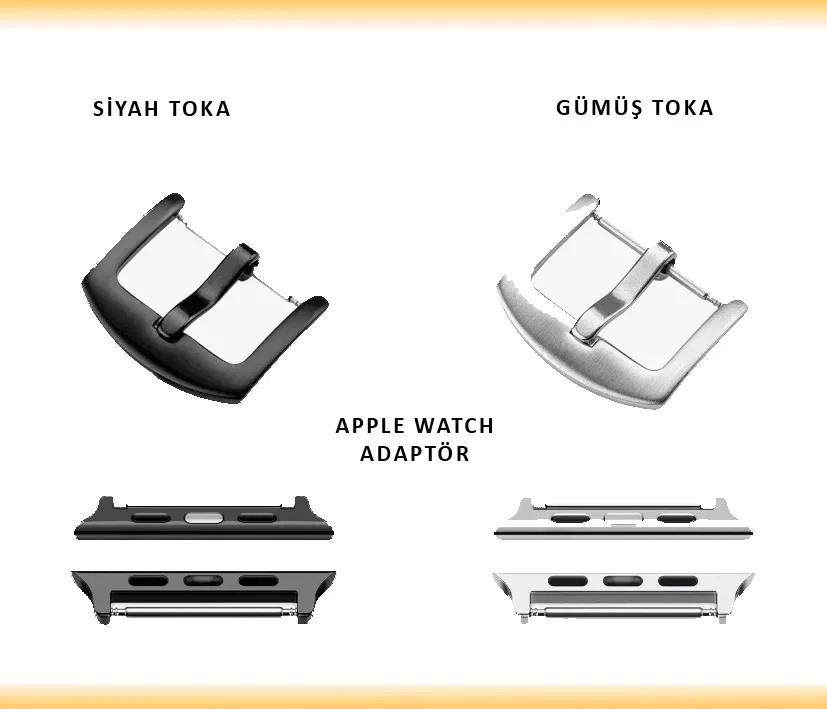 İsme Özel El Dikişli Apple Watch Saat Kordonu - %100 Çift Kat Deri - AG03001 - Fuşya