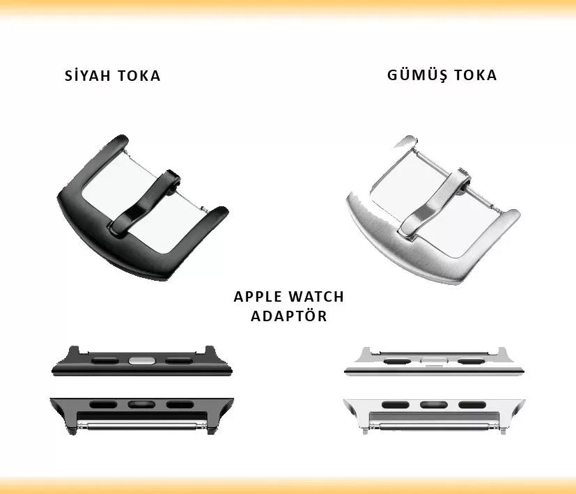 İsme Özel El Dikişli Apple Watch Saat Kordonu - %100 Çift Kat Deri - AG03001 - Haki