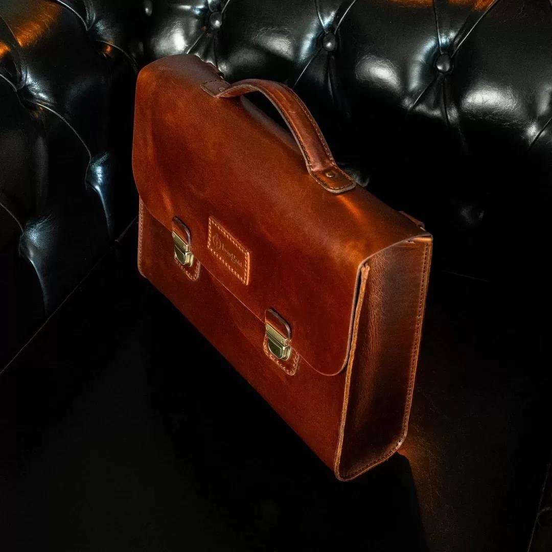 İsme Özel Evrak Çantası - Messenger Bag - %100 Deri - AC09001 - Koyu Kahverengi
