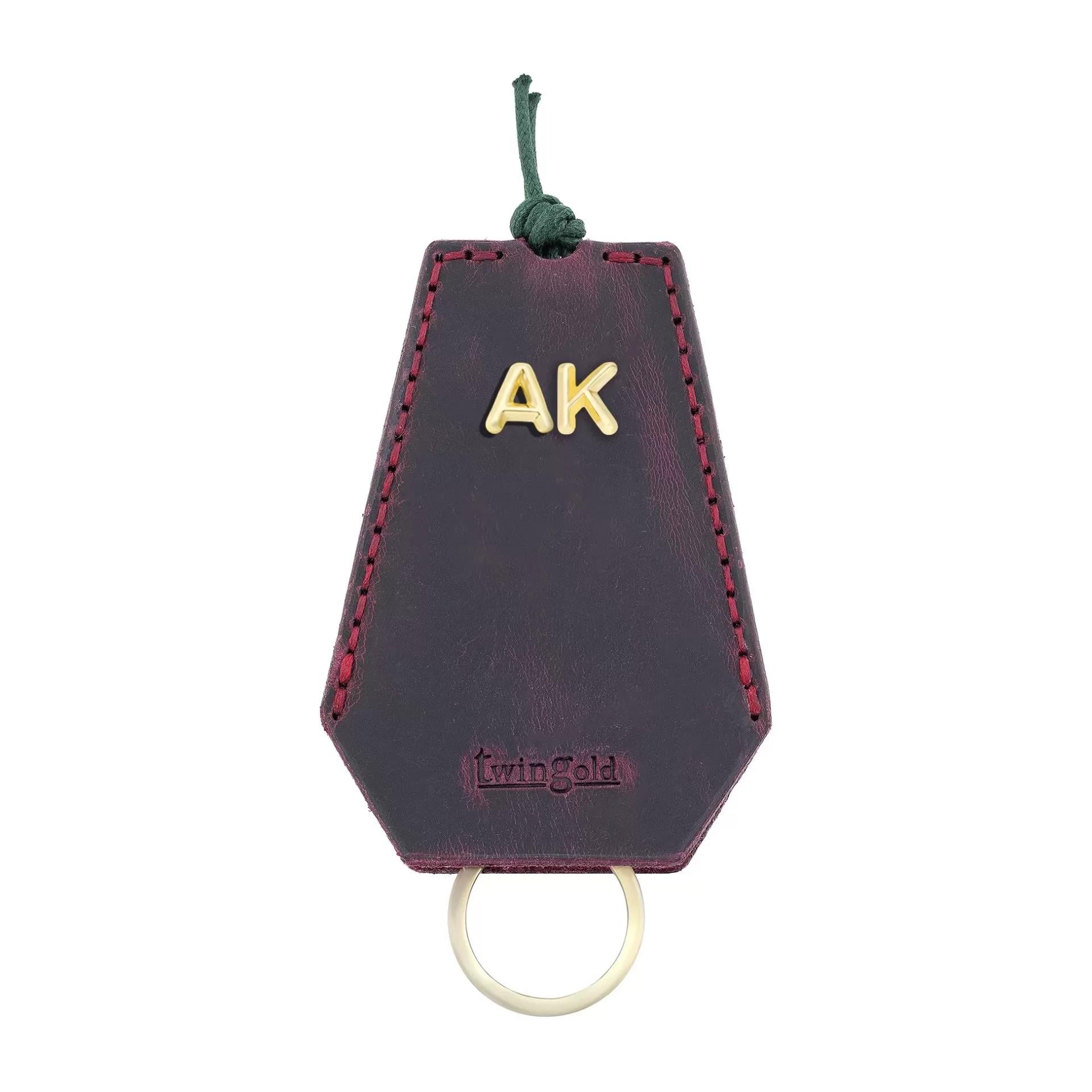 İsme Özel İpli Anahtarlık - % 100 Rainbow Deri - AG01002 - Bordo