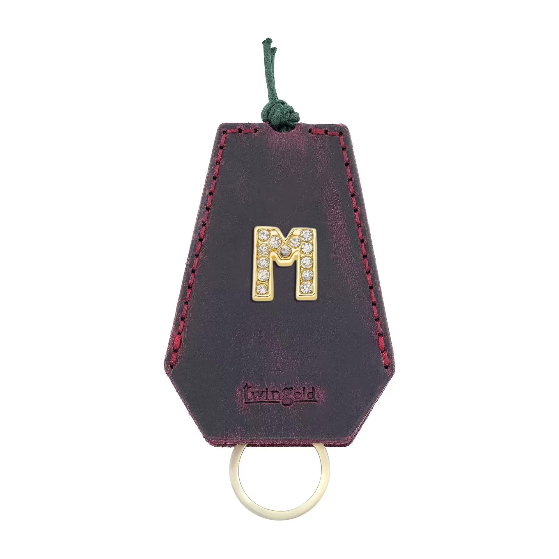 İsme Özel İpli Anahtarlık - % 100 Rainbow Deri - AG01002 - Bordo