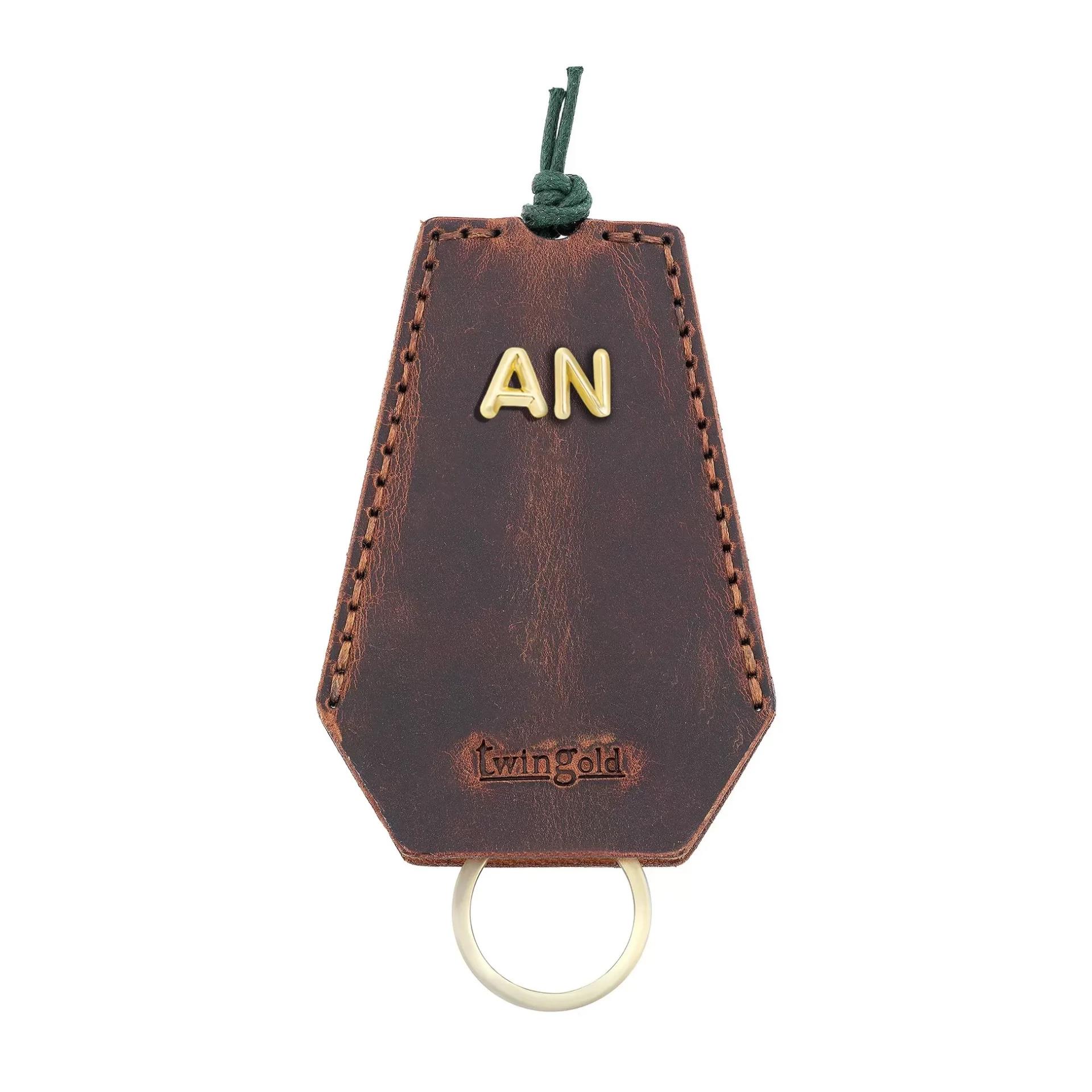 İsme Özel İpli Anahtarlık - % 100 Rainbow Deri - AG01002 - Kahverengi