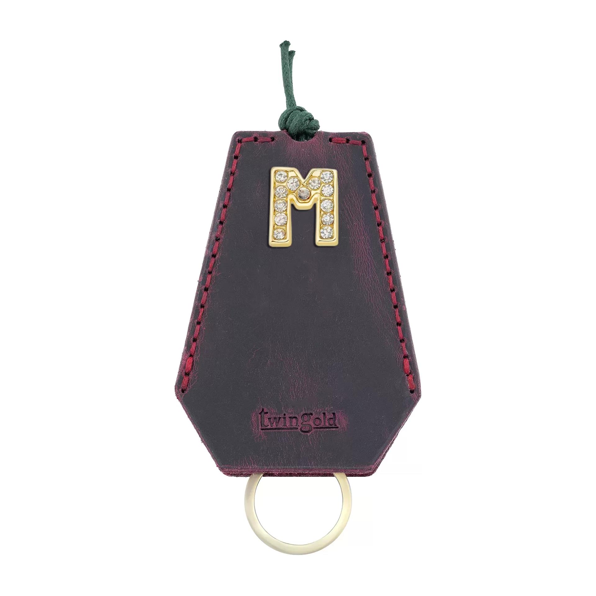İsme Özel İpli Anahtarlık - % 100 Rainbow Deri - AG01002 - Bordo