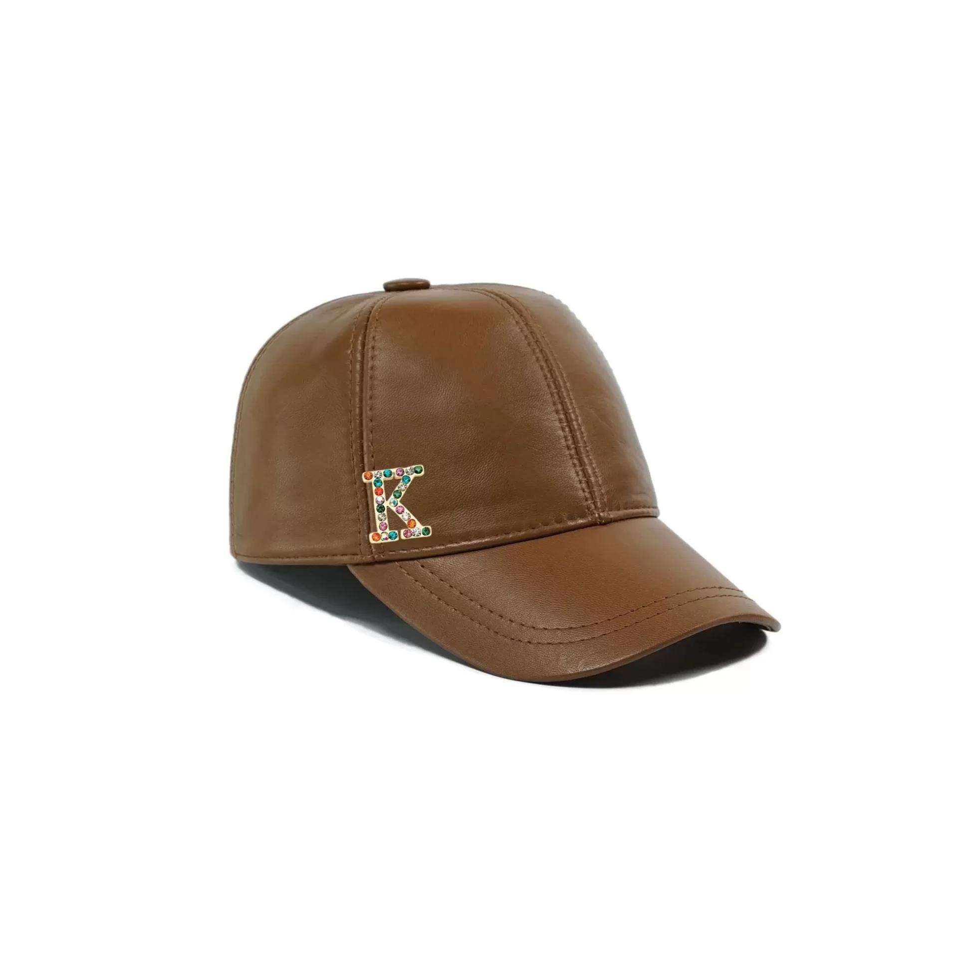 İsme Özel Kep Şapka - %100 Deri - AB01012 - Camel