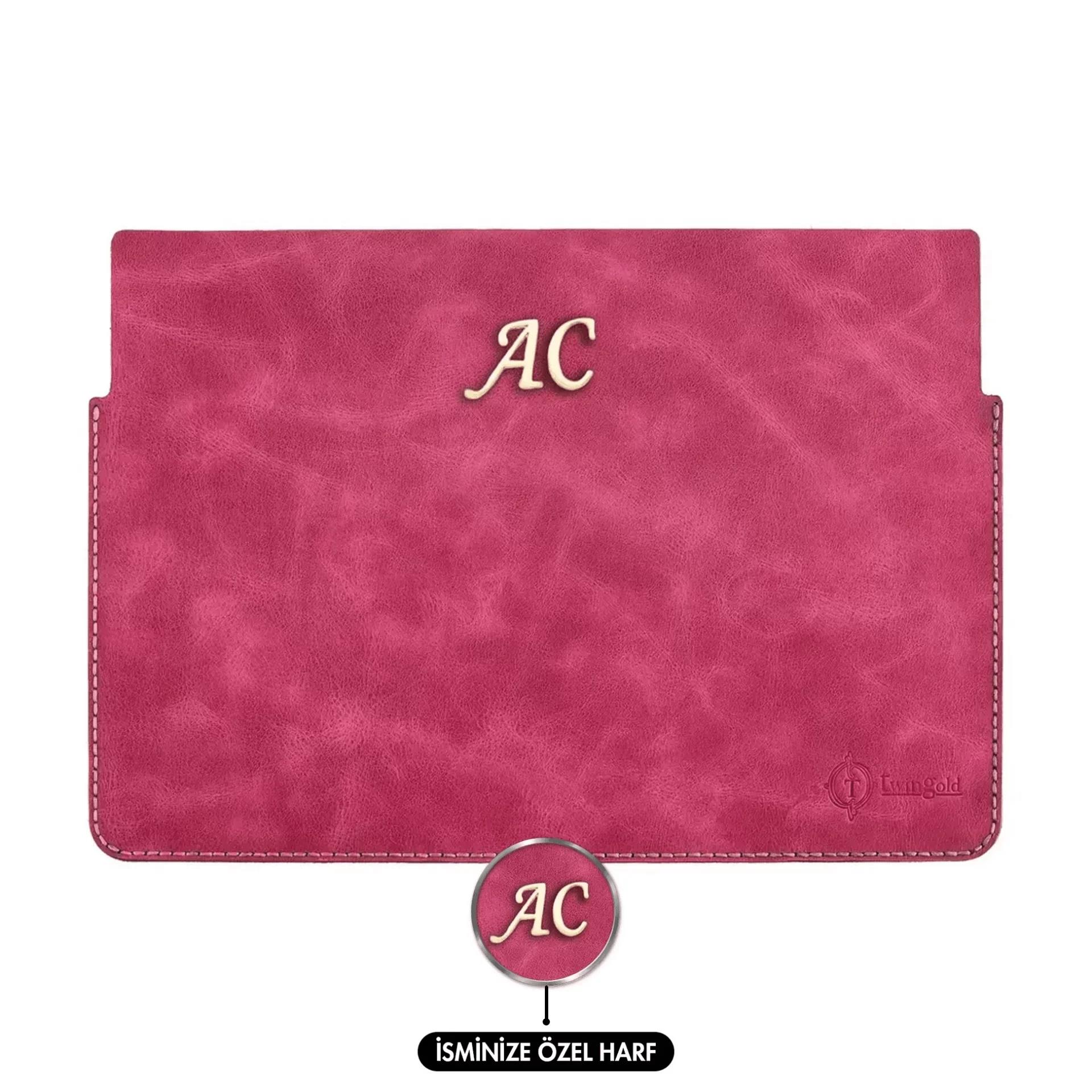 İsme Özel Macbook Kılıfı - %100 Rainbow Deri - ET02002 - Fuşya