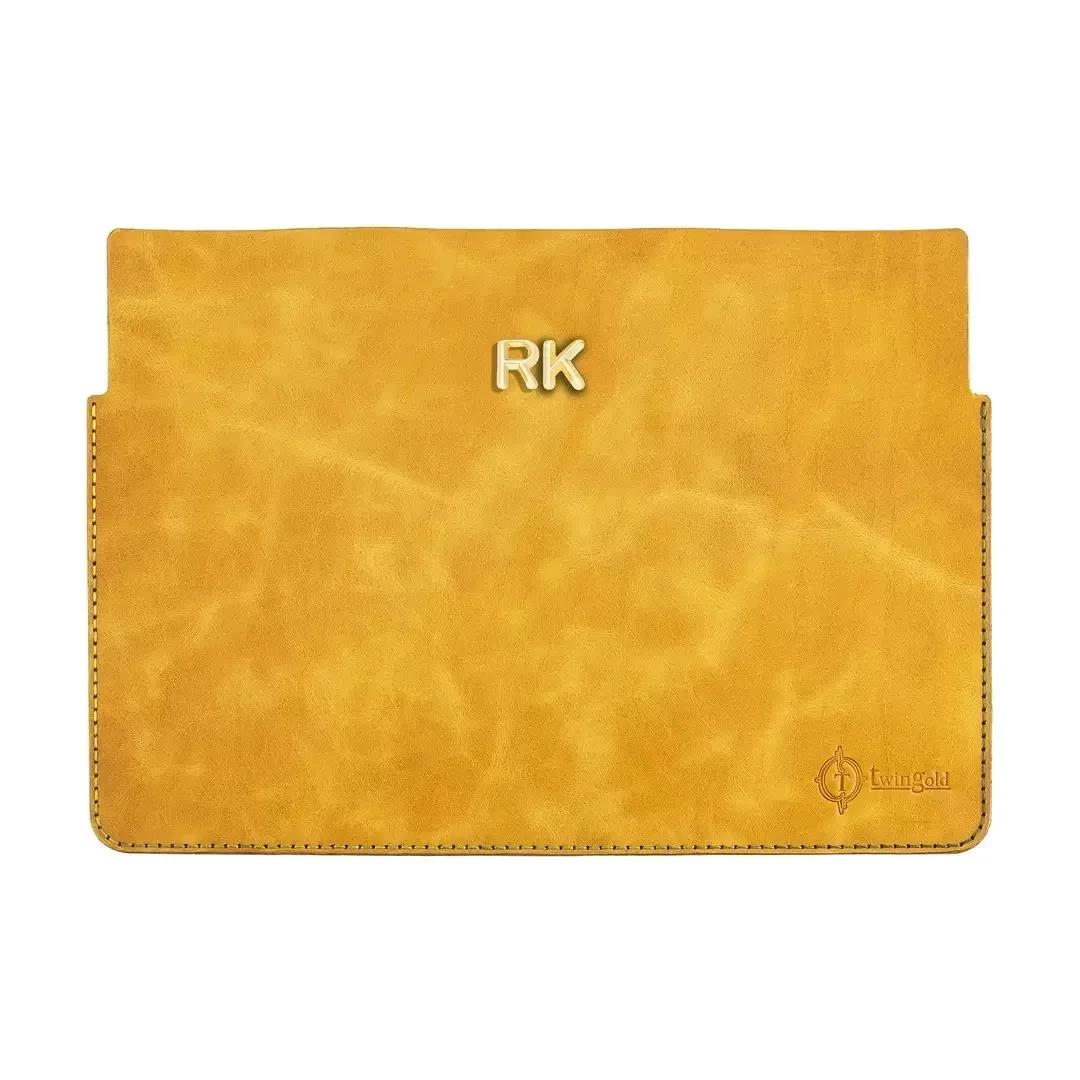 İsme Özel Macbook Kılıfı - %100 Rainbow Deri - ET02002 - Hardal Sarısı