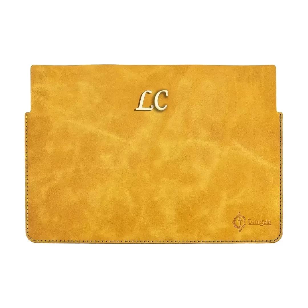 İsme Özel Macbook Kılıfı - %100 Rainbow Deri - ET02002 - Hardal Sarısı