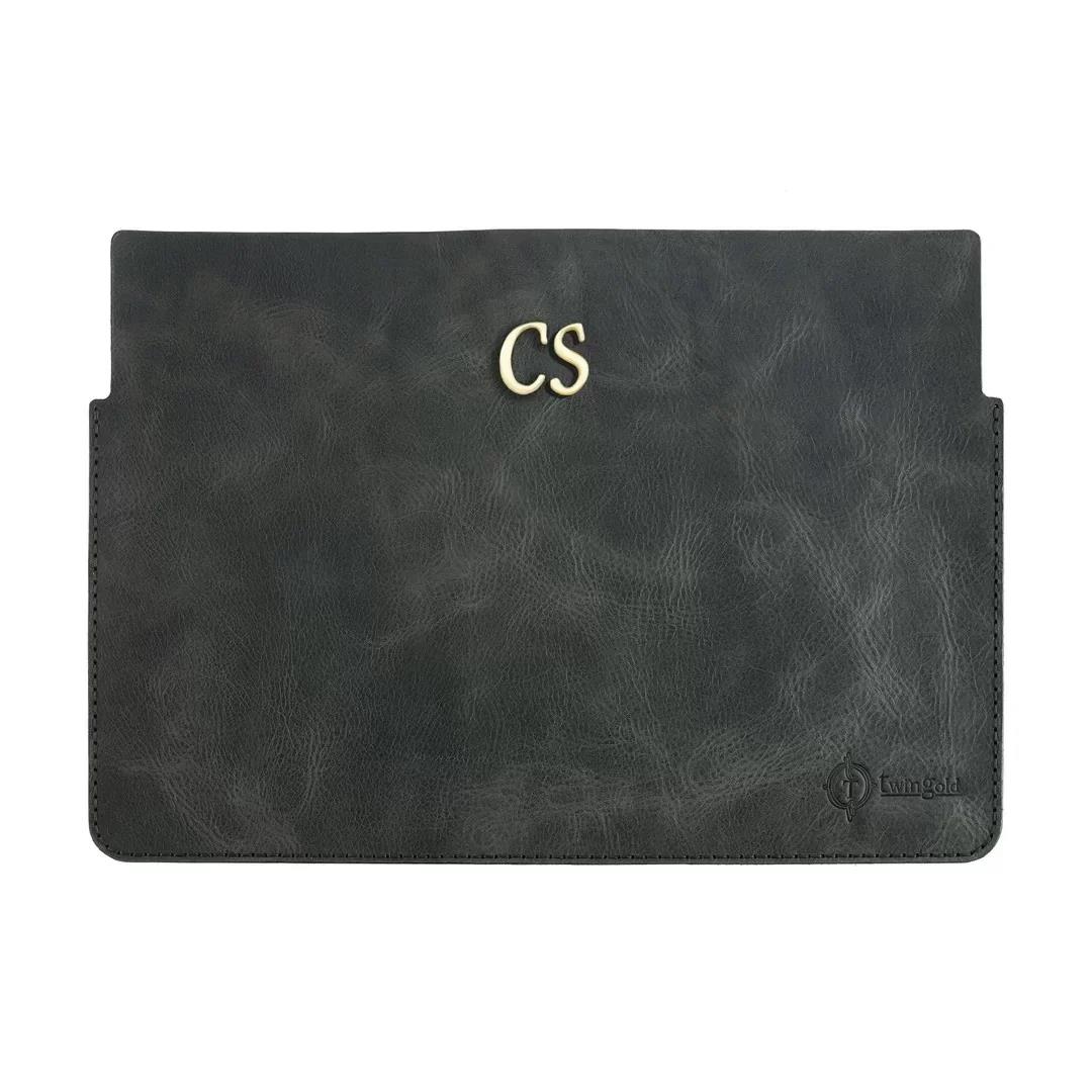 İsme Özel Macbook Kılıfı - %100 Rainbow Deri - ET02002 - Antrasit