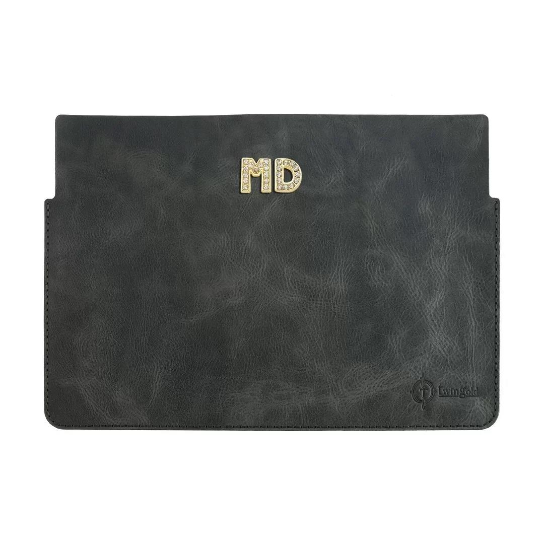 İsme Özel Macbook Kılıfı - %100 Rainbow Deri - ET02002 - Antrasit